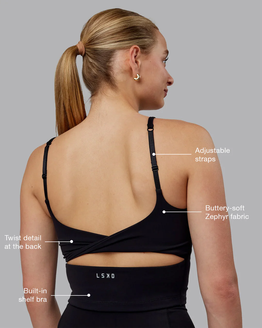 Twist Tank With Shelf Bra - Black