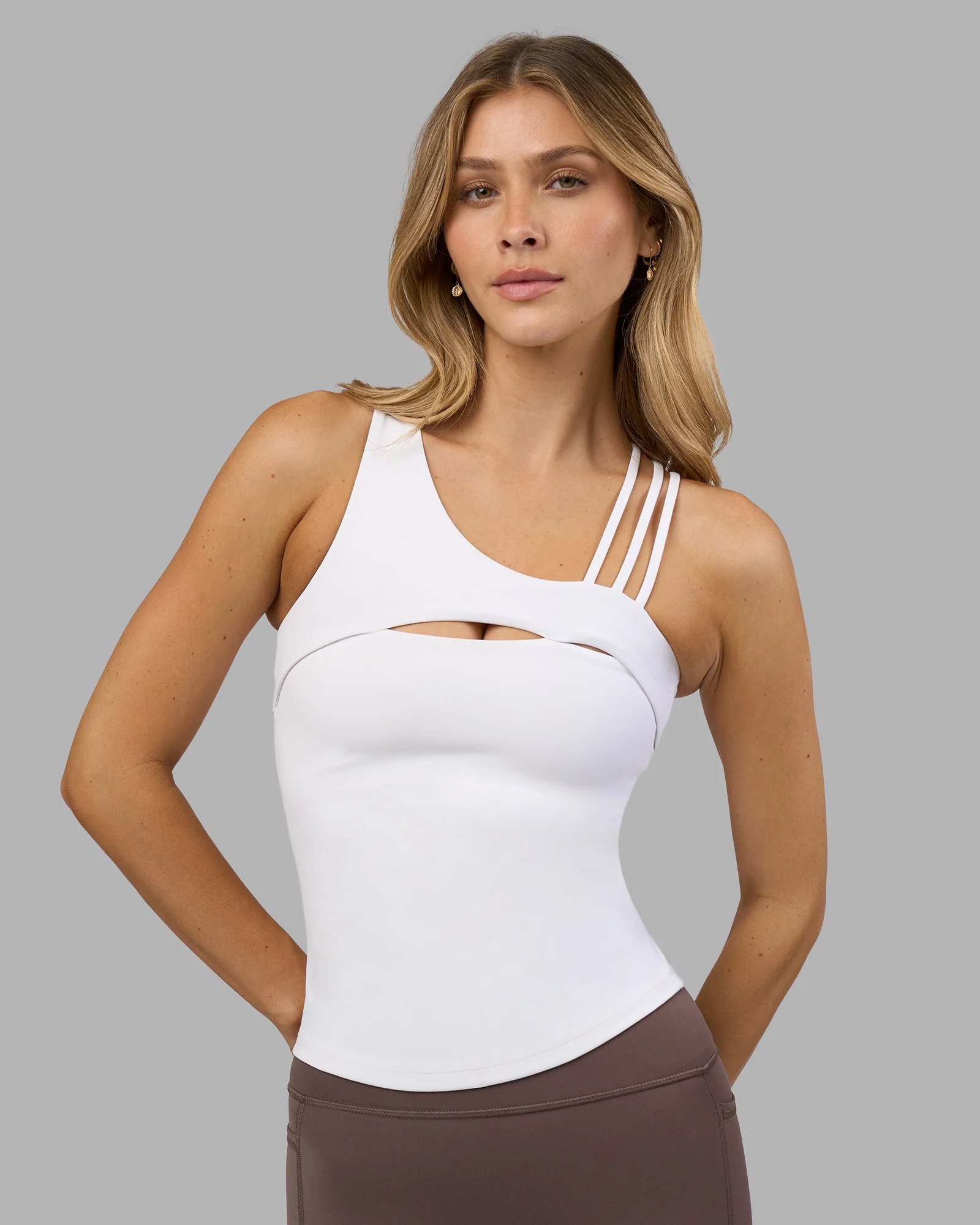 Galvanise Splice Shelf Bra Tank - White