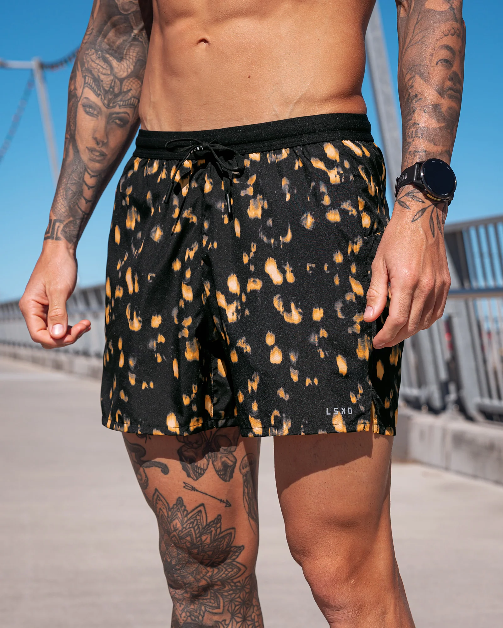 Pace 5" Lined Running Short - Markings Black Print