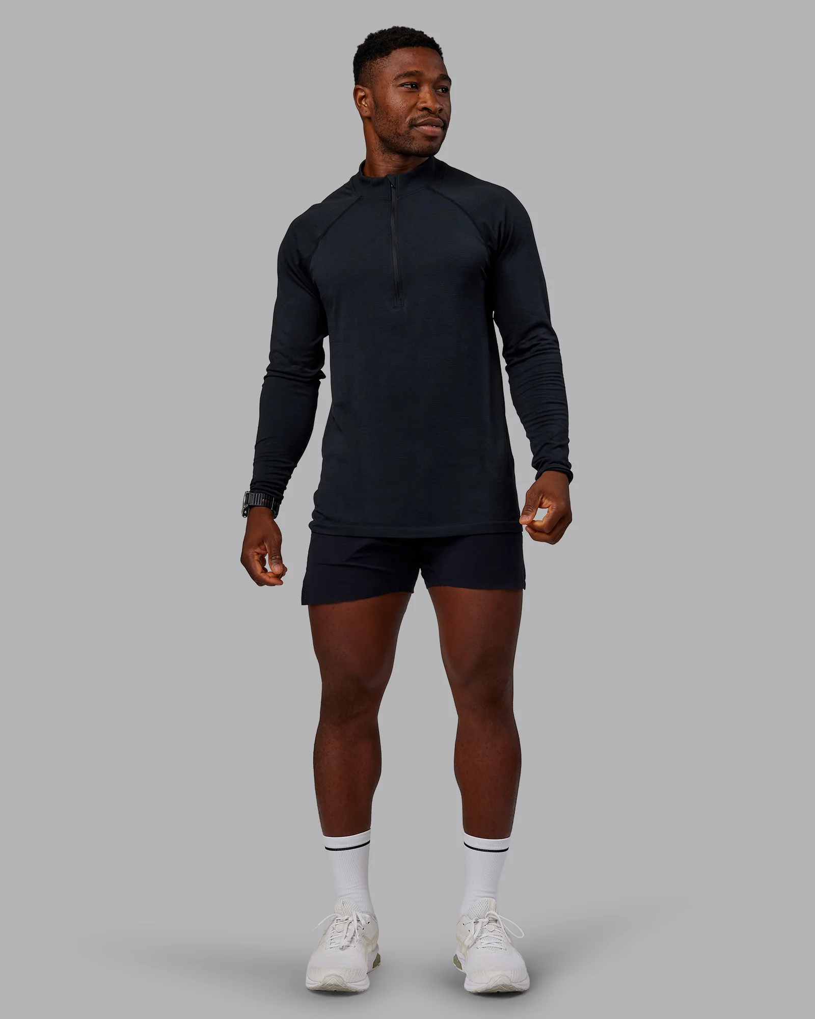 AeroFLX+ Seamless Half Zip Long Sleeve Tee - Black Marl