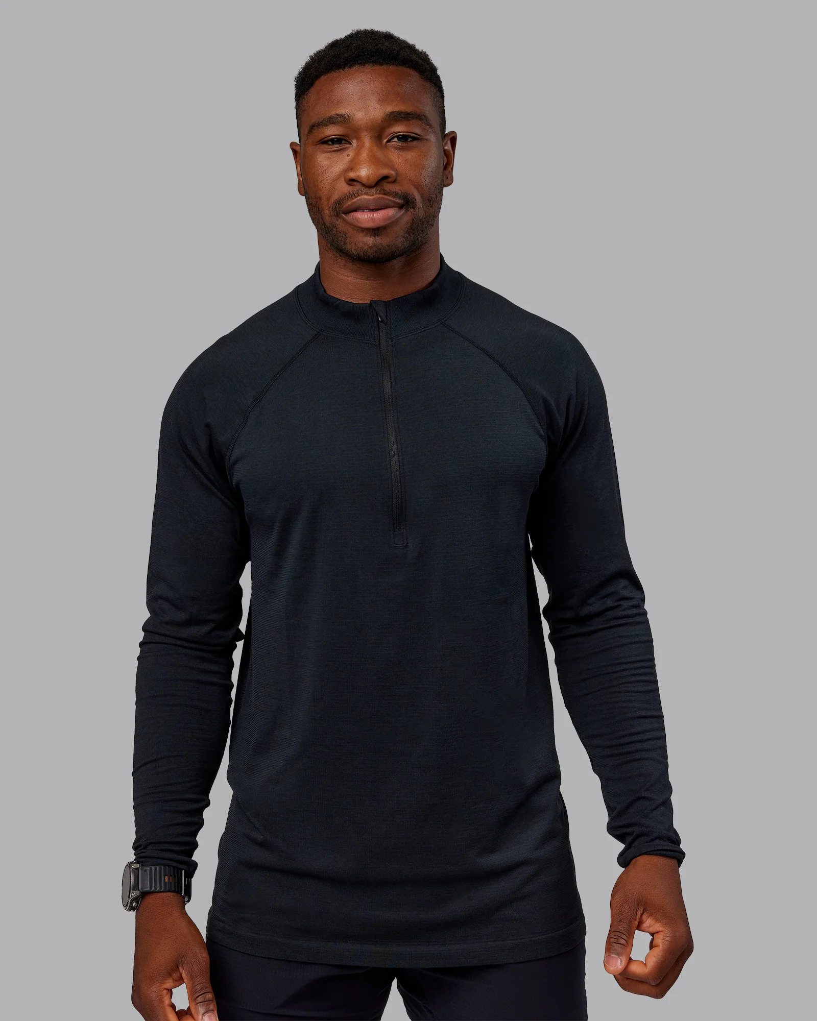 AeroFLX+ Seamless Half Zip Long Sleeve Tee - Black Marl