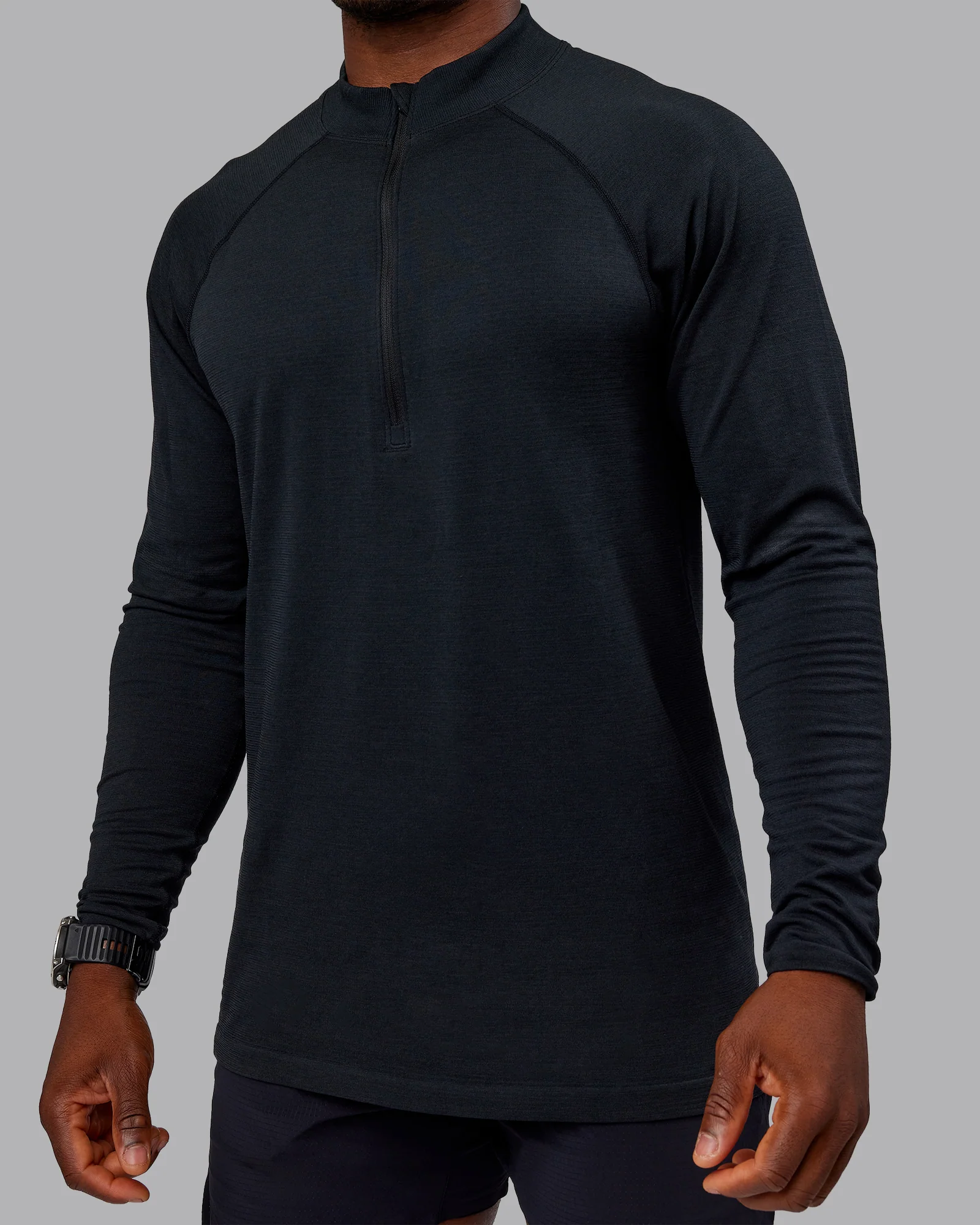 AeroFLX+ Seamless Half Zip Long Sleeve Tee - Black Marl