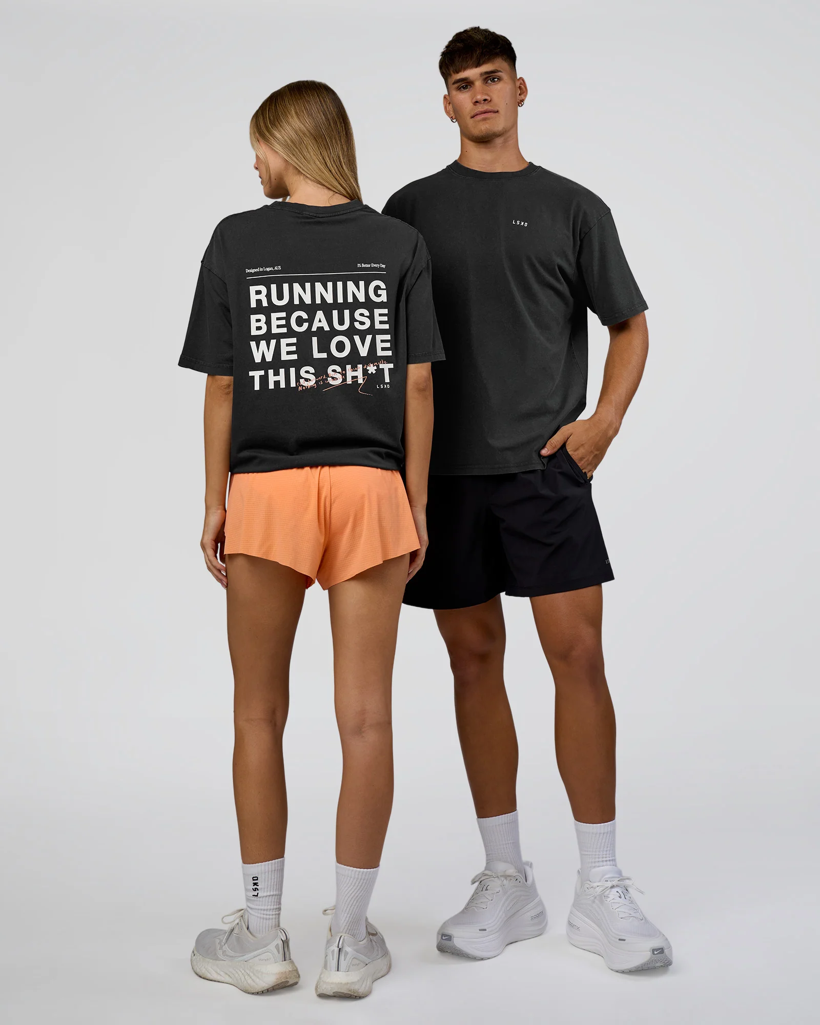 We Love This  FLXCotton Oversized Tee - Black Washed-White