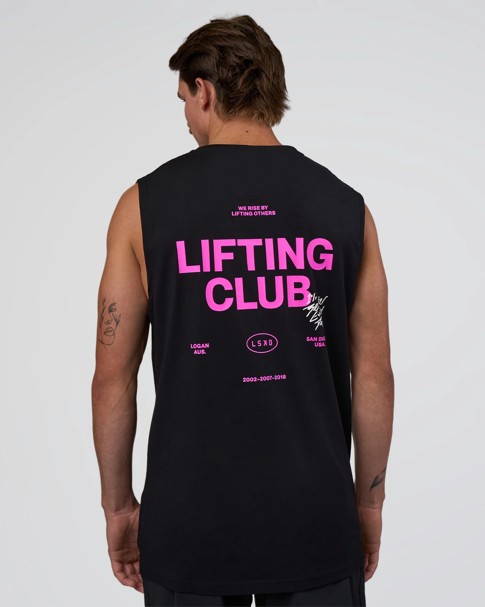 Lifting Club FLXCotton Tank - Black-Ultra Fuchsia