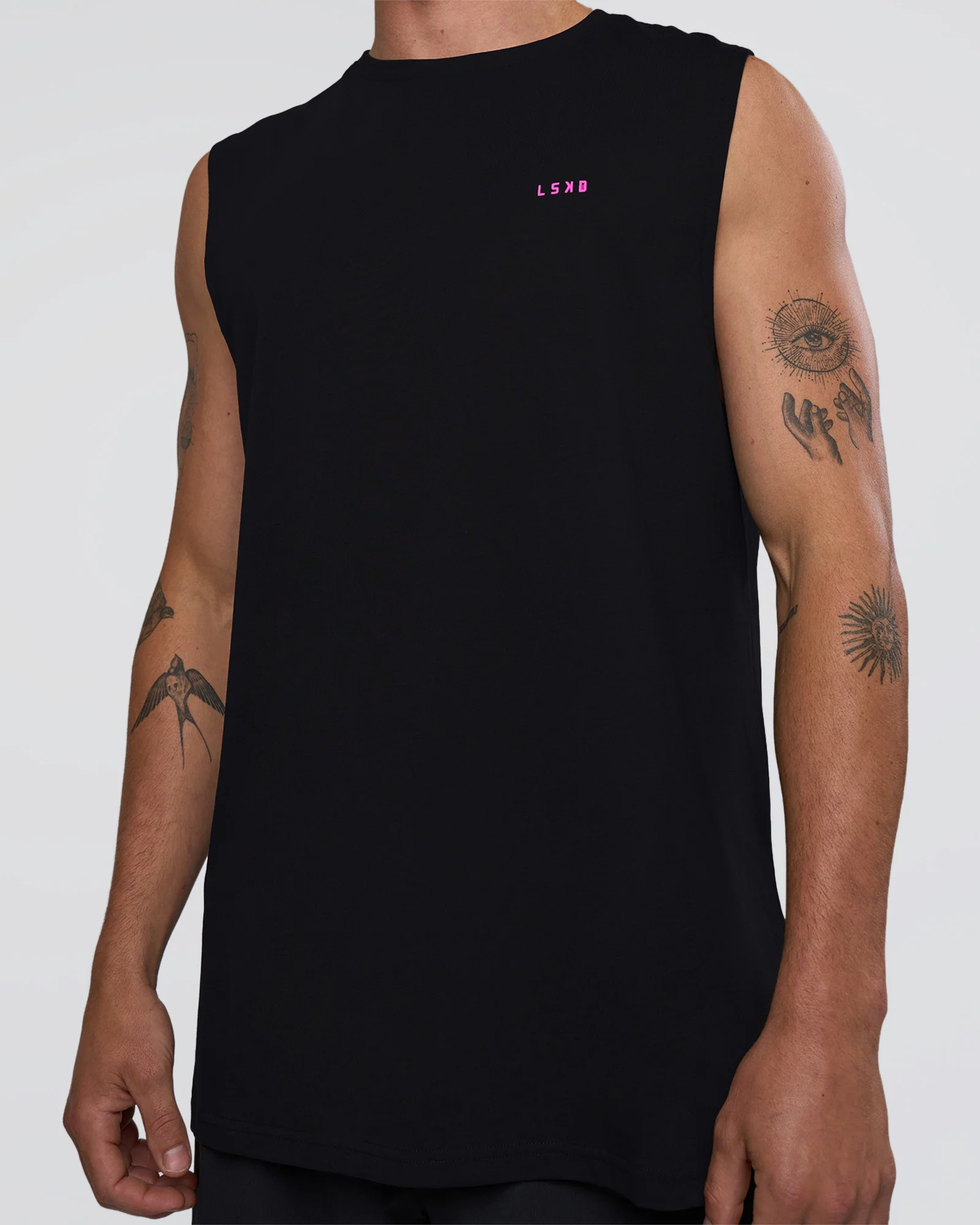 Lifting Club FLXCotton Tank - Black-Ultra Fuchsia