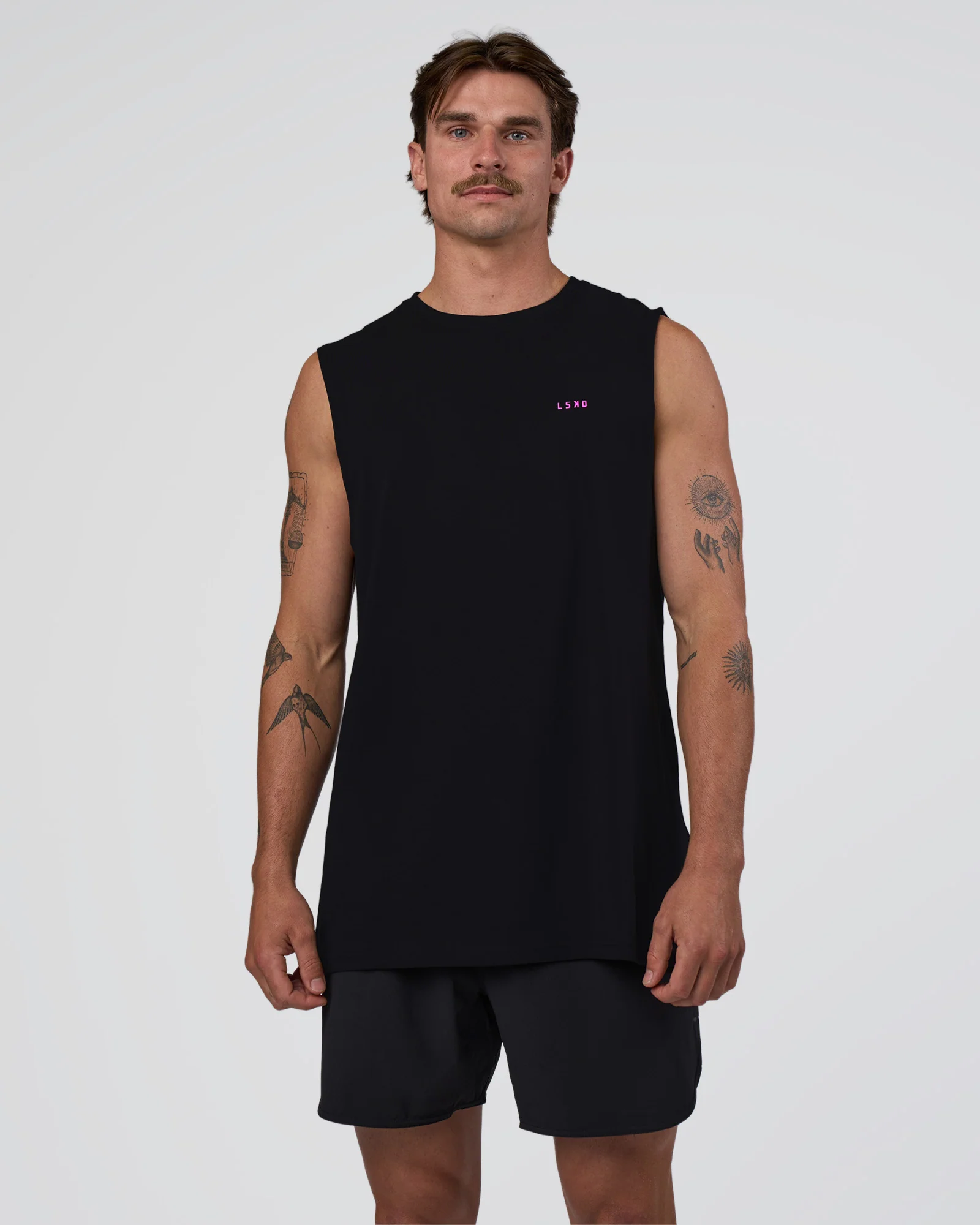 Lifting Club FLXCotton Tank - Black-Ultra Fuchsia