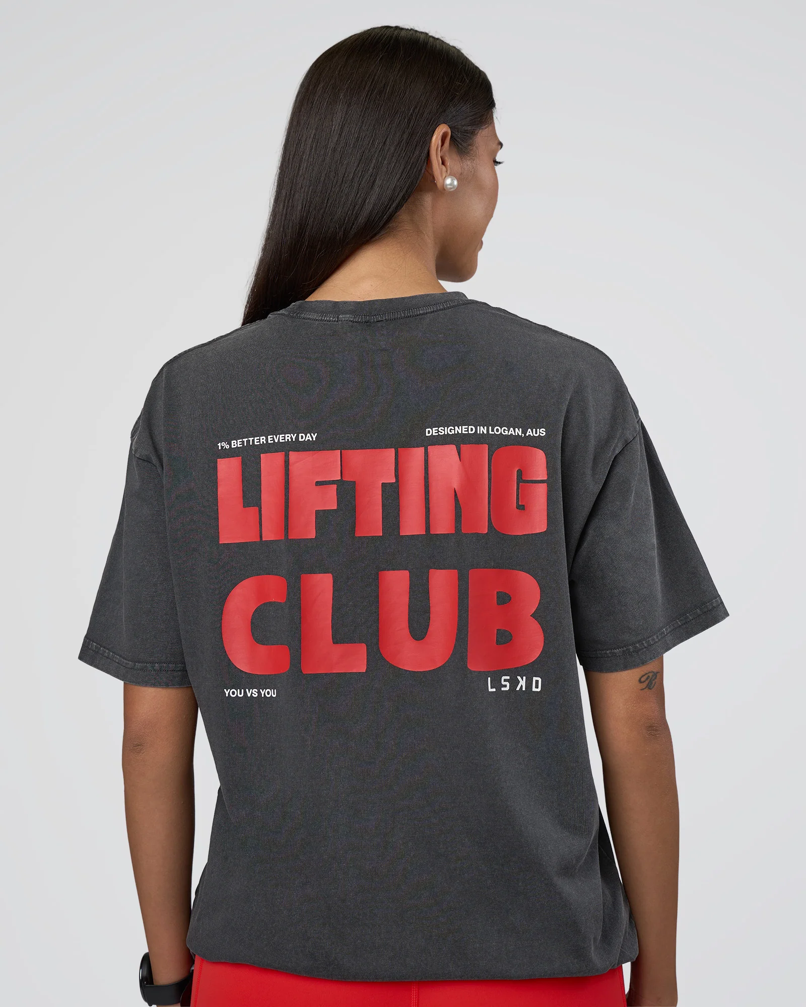 Lifting FLXCotton Oversized Tee - Black Washed-Flame