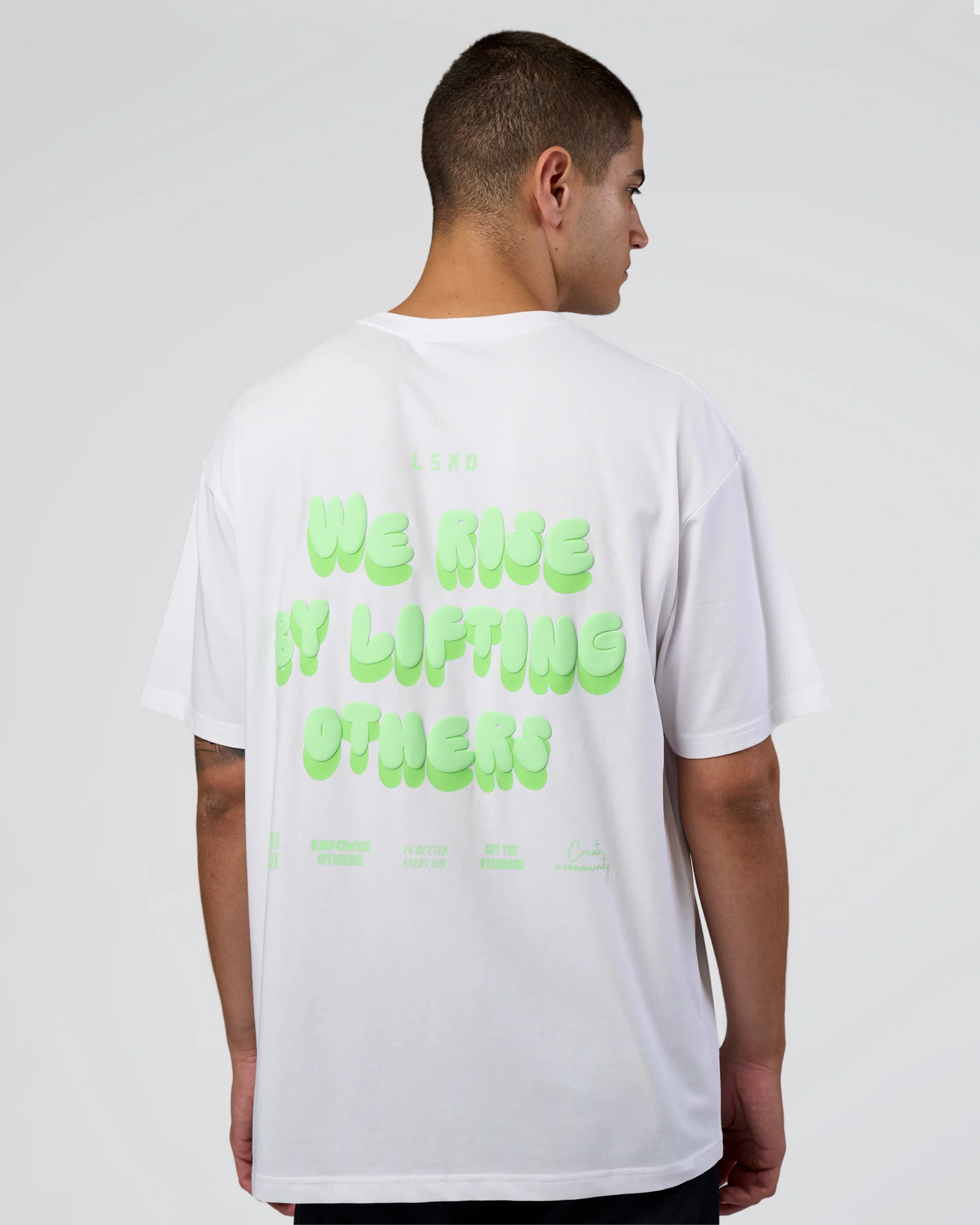 Together We Rise FLXCotton Oversized Tee - White-Solar Lime