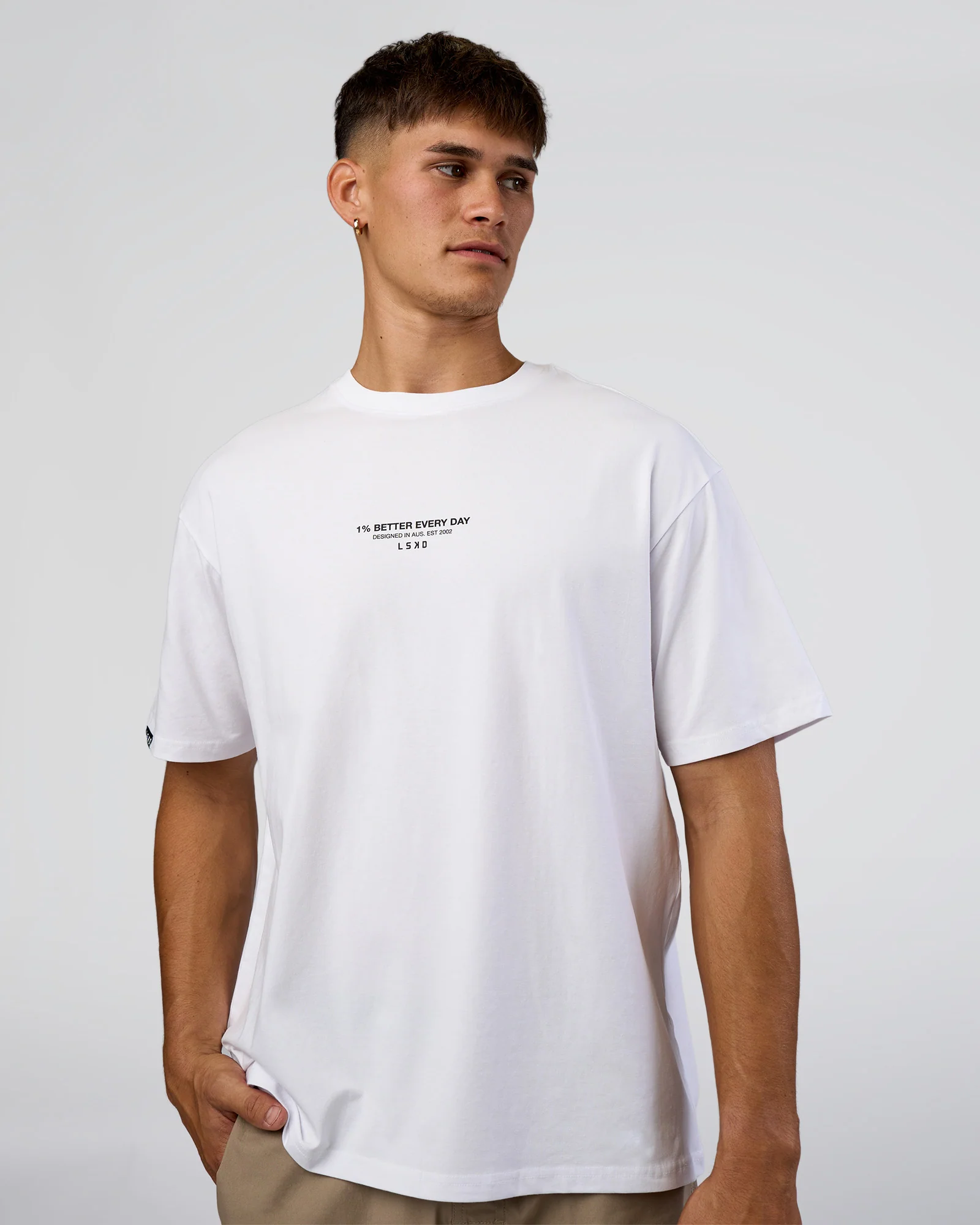 1% Better Every Day EST FLXCotton Oversized Tee - White