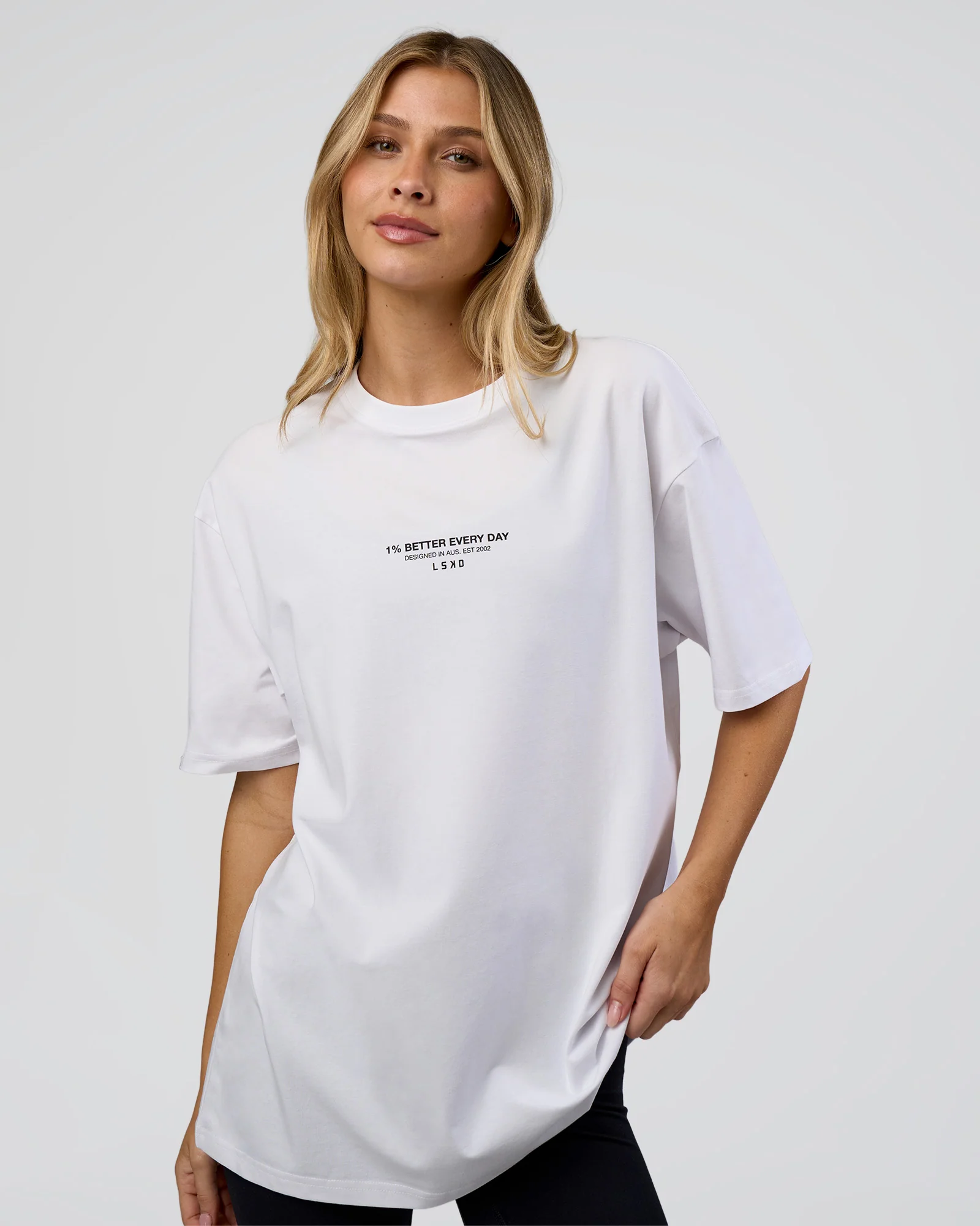 1% Better Every Day EST FLXCotton Oversized Tee - White