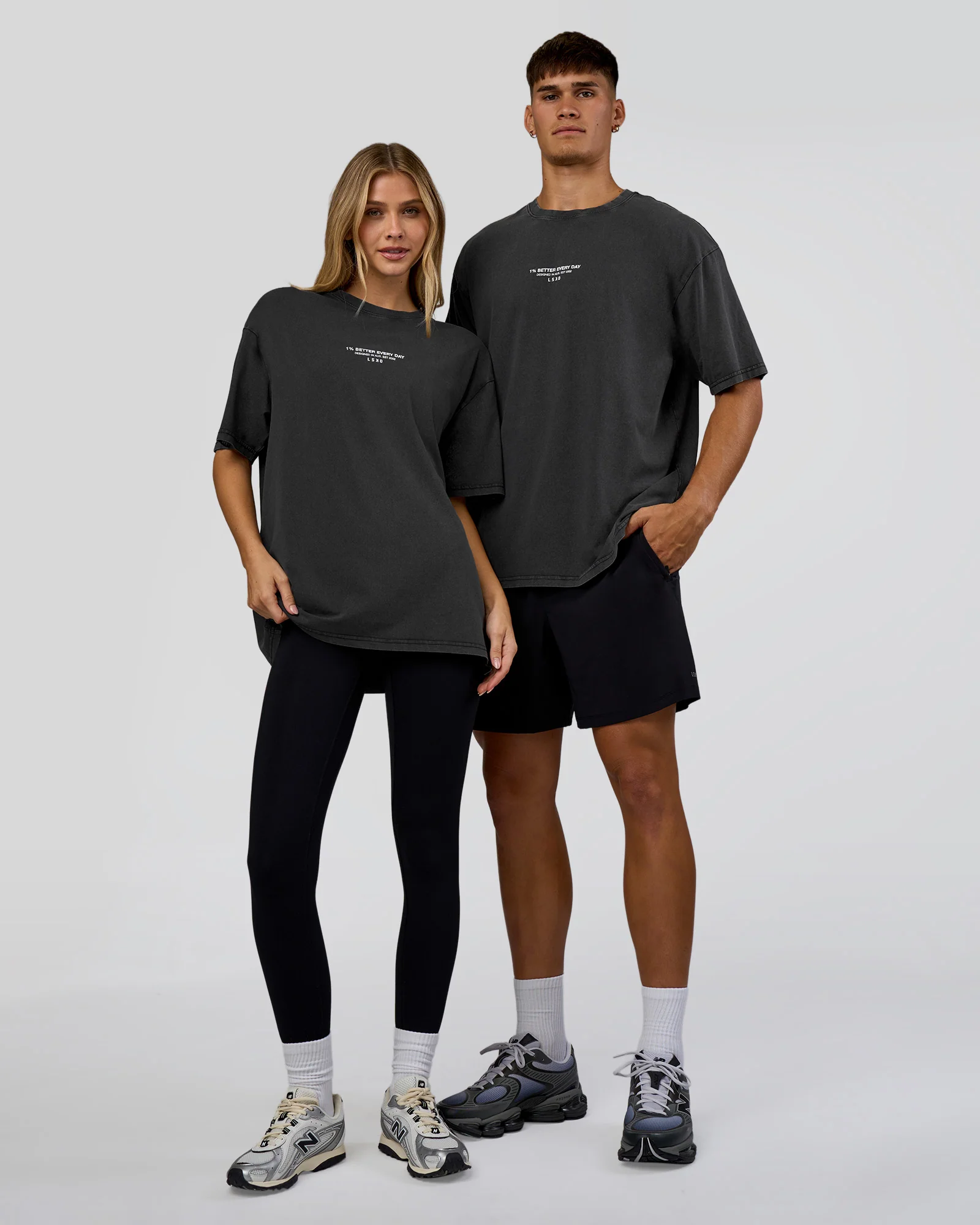 1% Better Every Day EST FLXCotton Oversized Tee - Black Washed