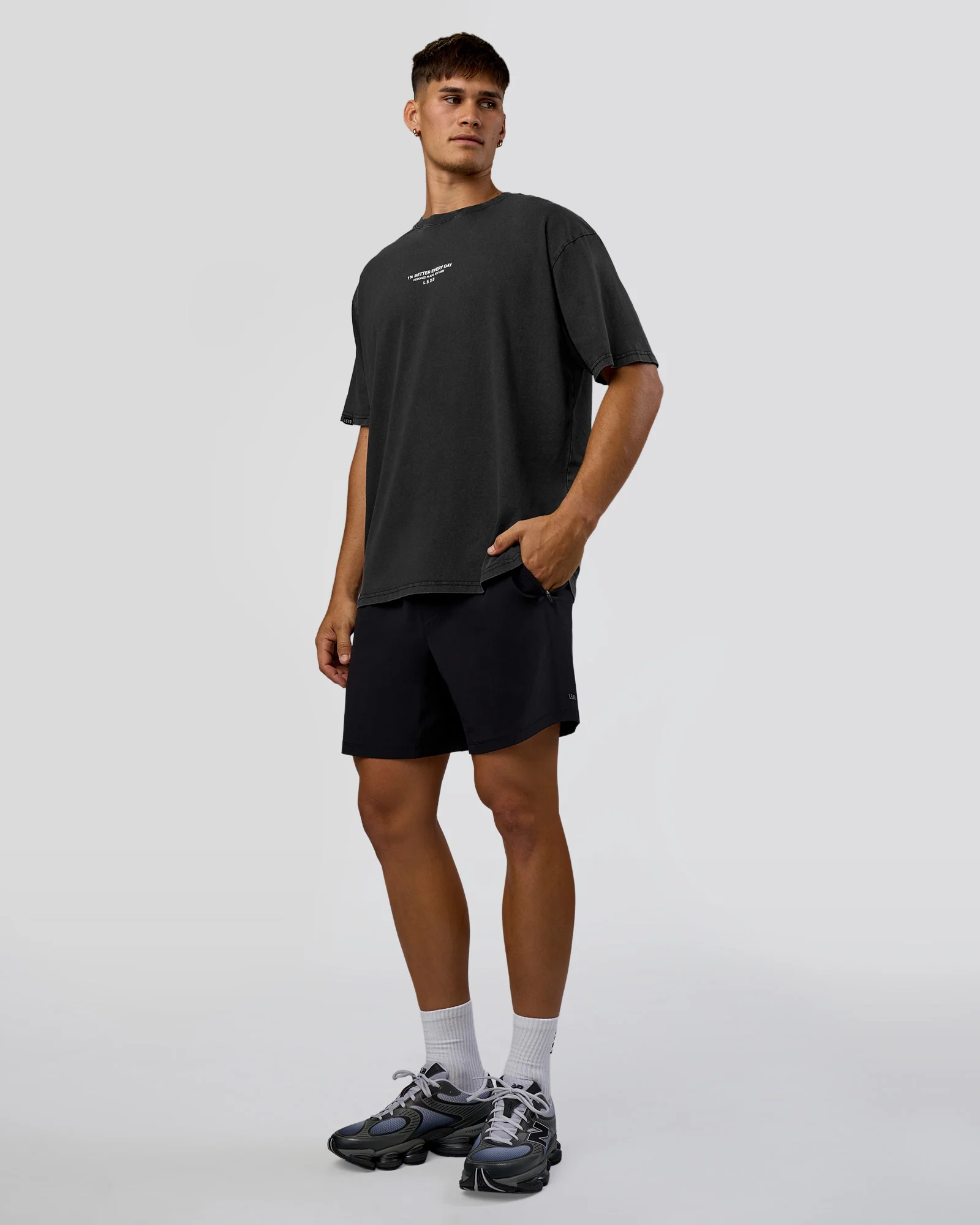1% Better Every Day EST FLXCotton Oversized Tee - Black Washed