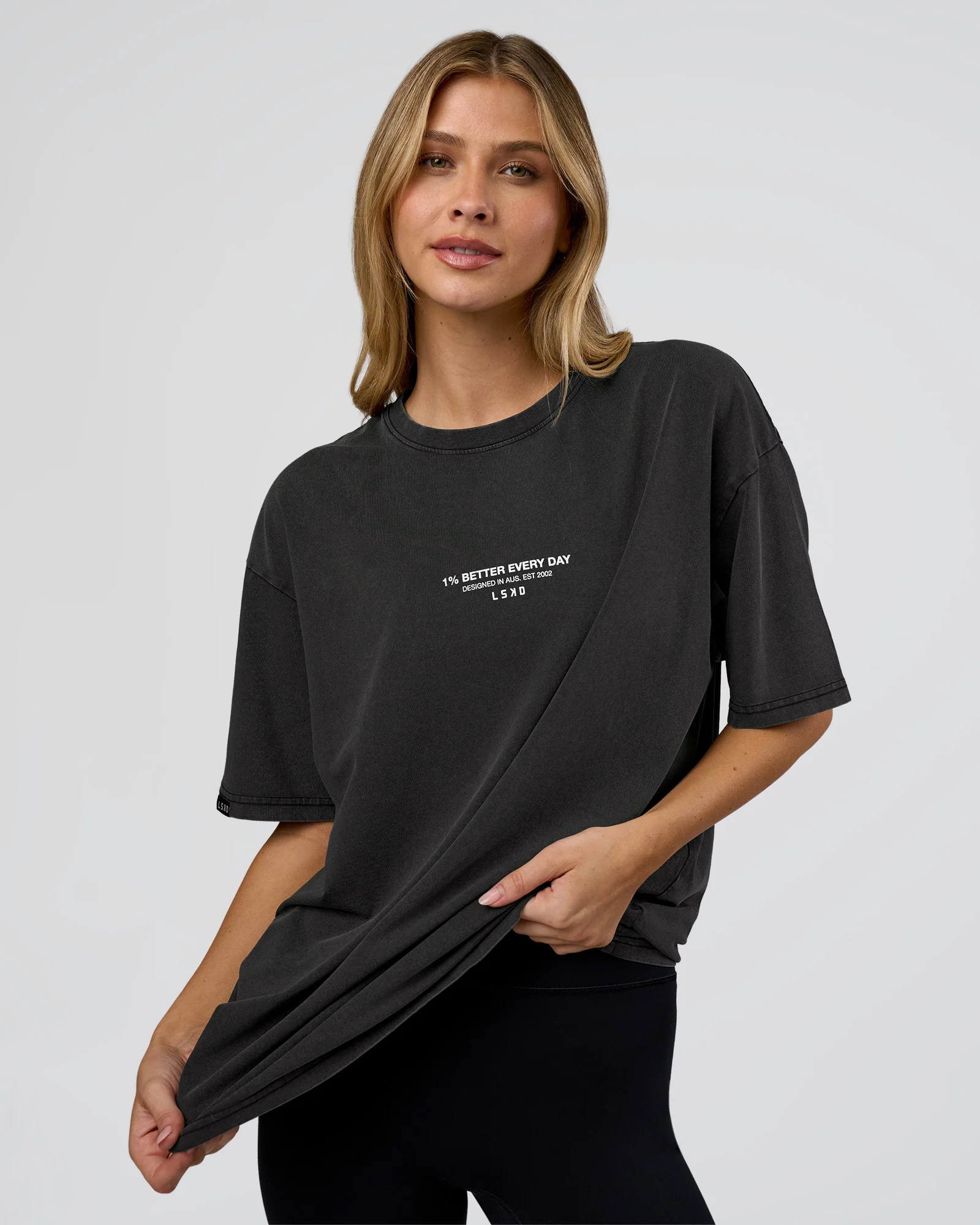 1% Better Every Day EST FLXCotton Oversized Tee - Black Washed