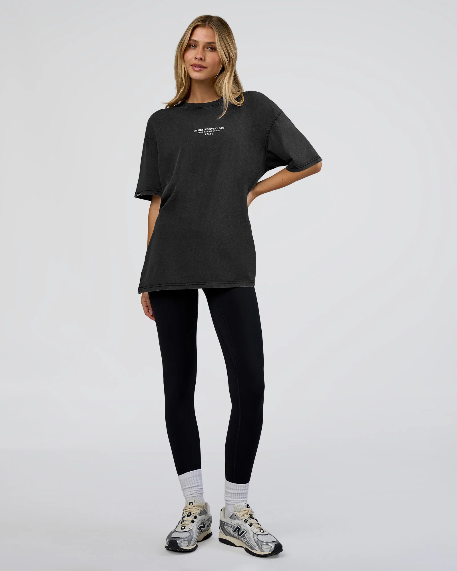1% Better Every Day EST FLXCotton Oversized Tee - Black Washed