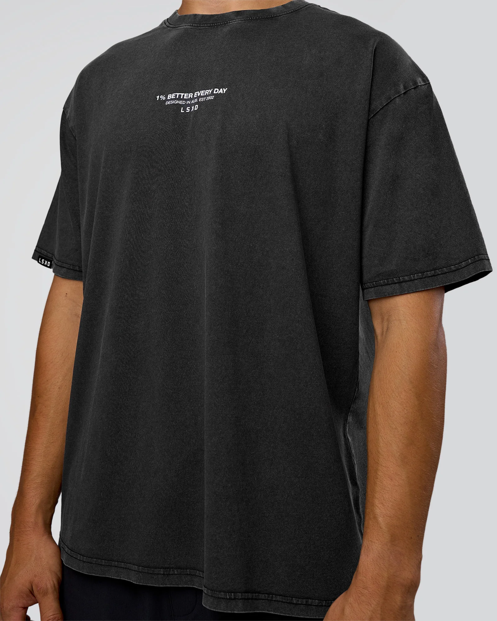 1% Better Every Day EST FLXCotton Oversized Tee - Black Washed