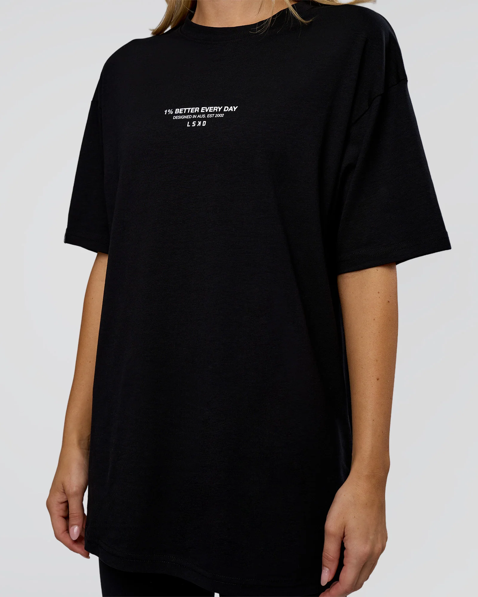 1% Better Every Day EST FLXCotton Oversized Tee - Black