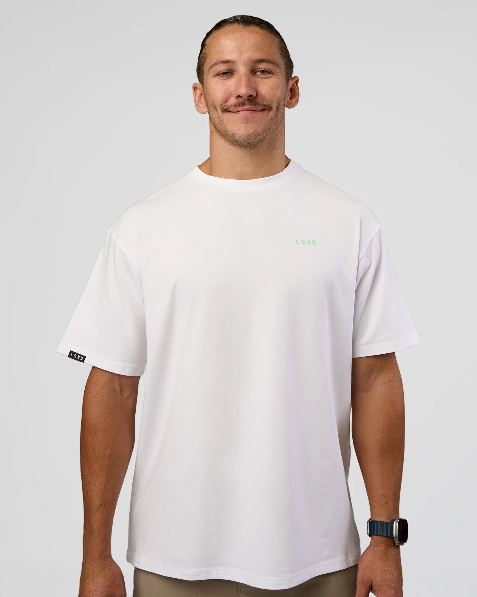 Unisex Strike Through FLXCotton Tee Oversize - White-Warm Apricot