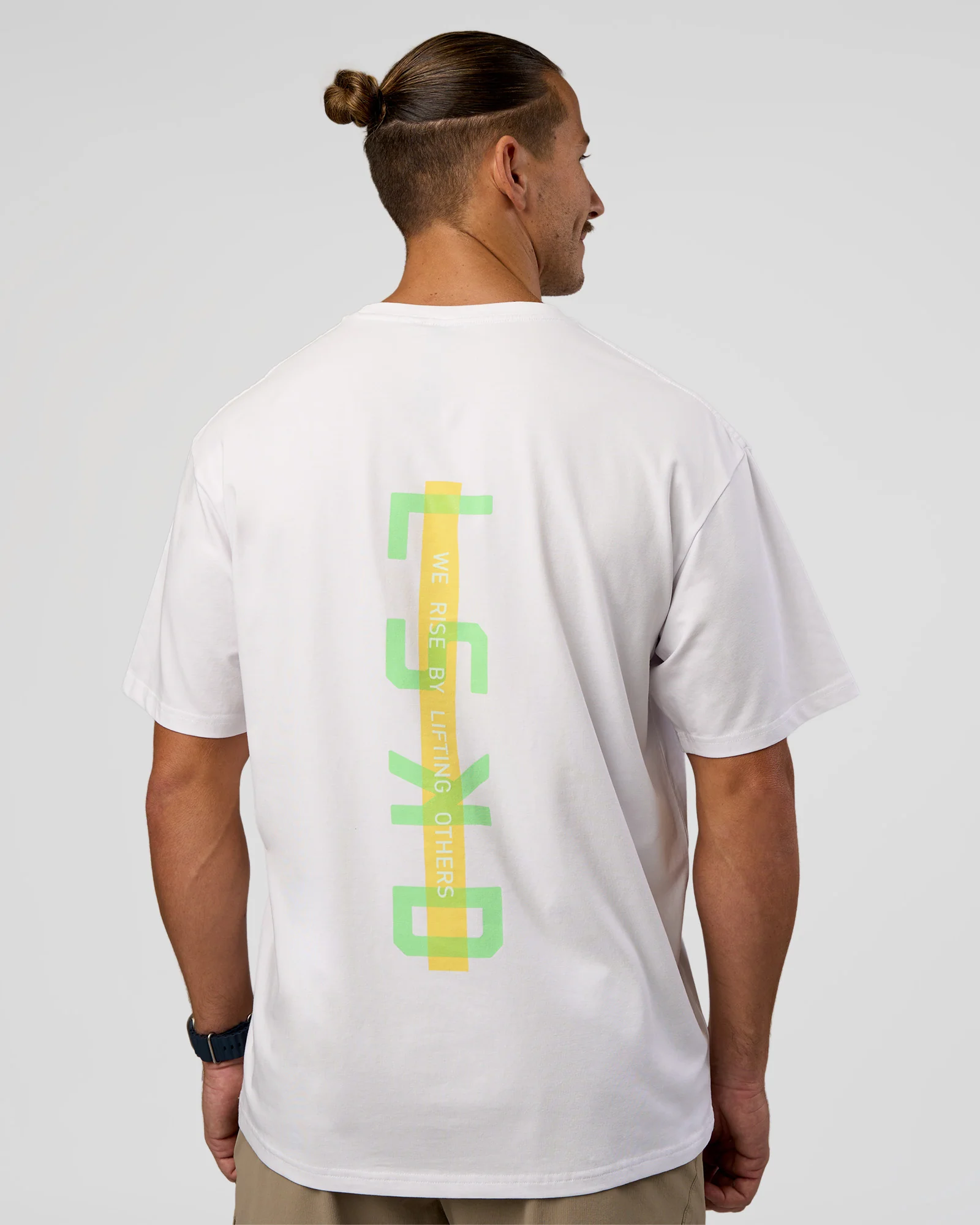 Unisex Strike Through FLXCotton Tee Oversize - White-Warm Apricot