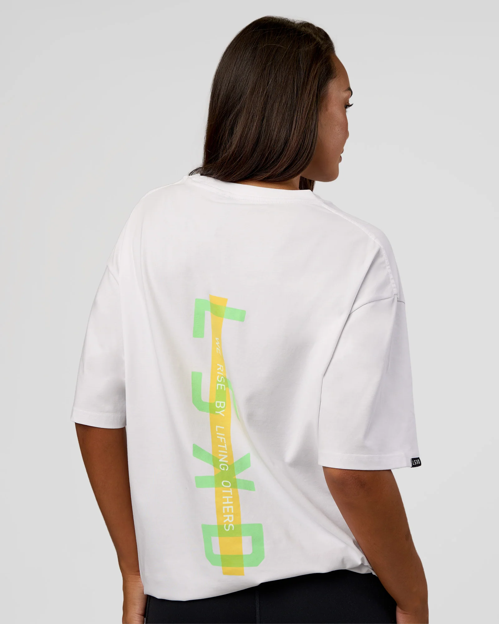 Unisex Strike Through FLXCotton Tee Oversize - White-Warm Apricot 4 Unisex Strike Through FLXCotton Tee Oversize - White-Warm Apricot