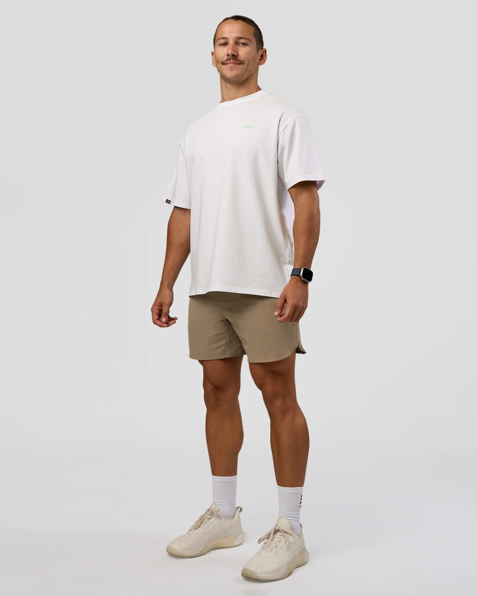 Unisex Strike Through FLXCotton Tee Oversize - White-Warm Apricot 5 Unisex Strike Through FLXCotton Tee Oversize - White-Warm Apricot