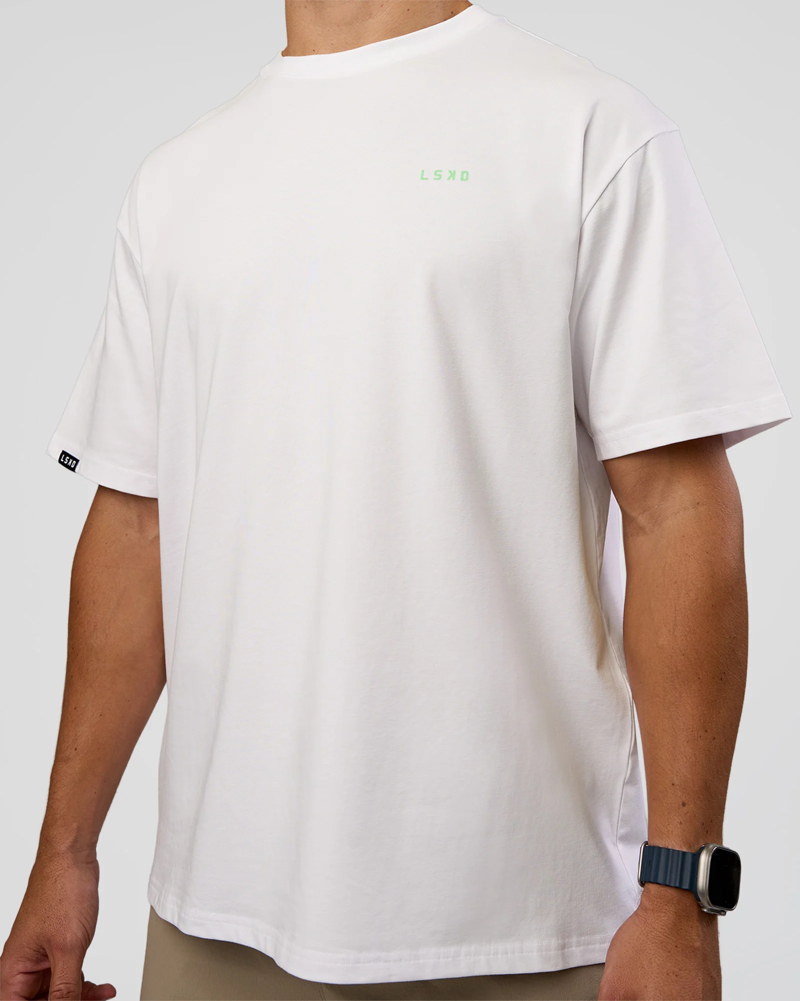 Unisex Strike Through FLXCotton Tee Oversize - White-Warm Apricot 6 Unisex Strike Through FLXCotton Tee Oversize - White-Warm Apricot