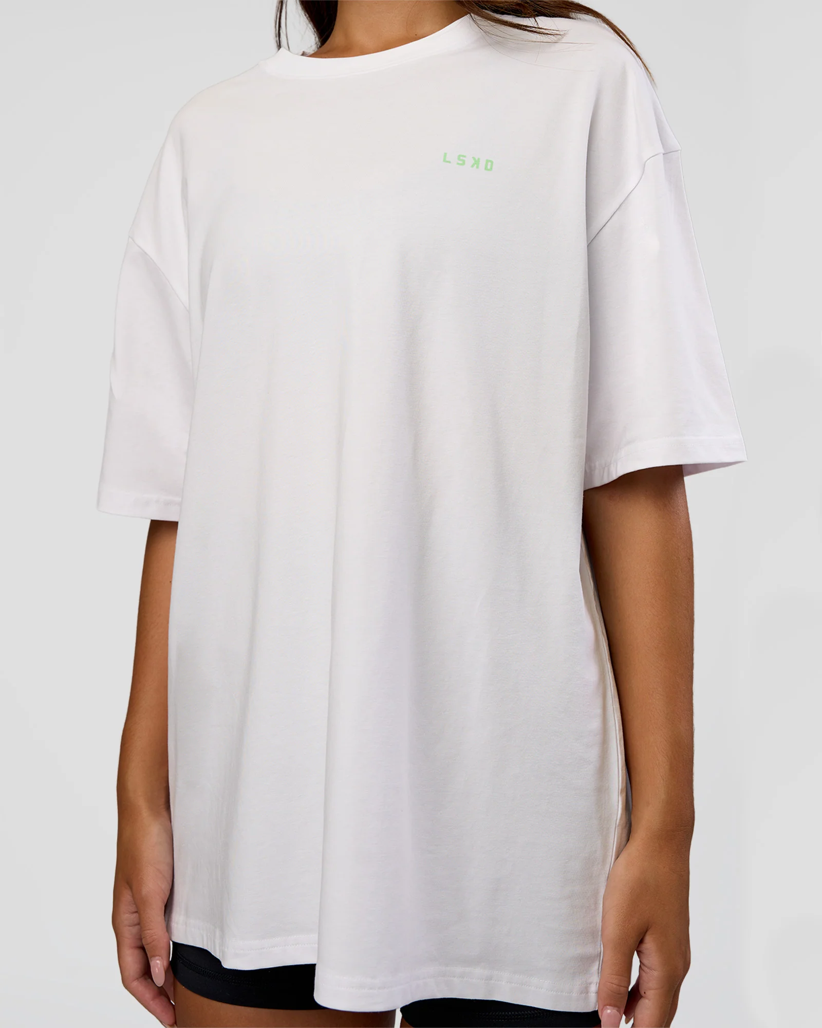 Unisex Strike Through FLXCotton Tee Oversize - White-Warm Apricot 8 Unisex Strike Through FLXCotton Tee Oversize - White-Warm Apricot