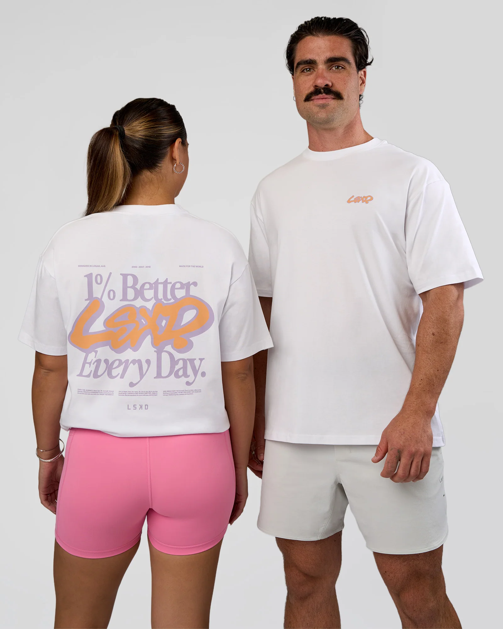 Break Through FLXCotton Oversized Tee - White-Pale Lilac