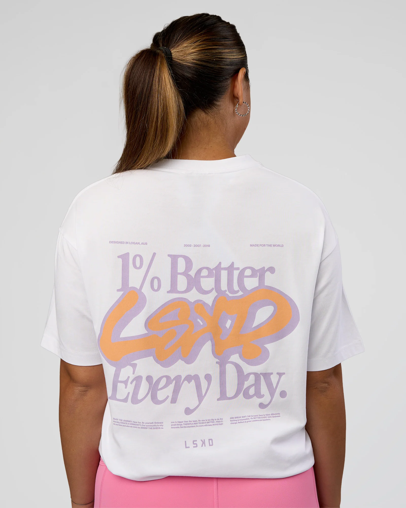 Break Through FLXCotton Oversized Tee - White-Pale Lilac