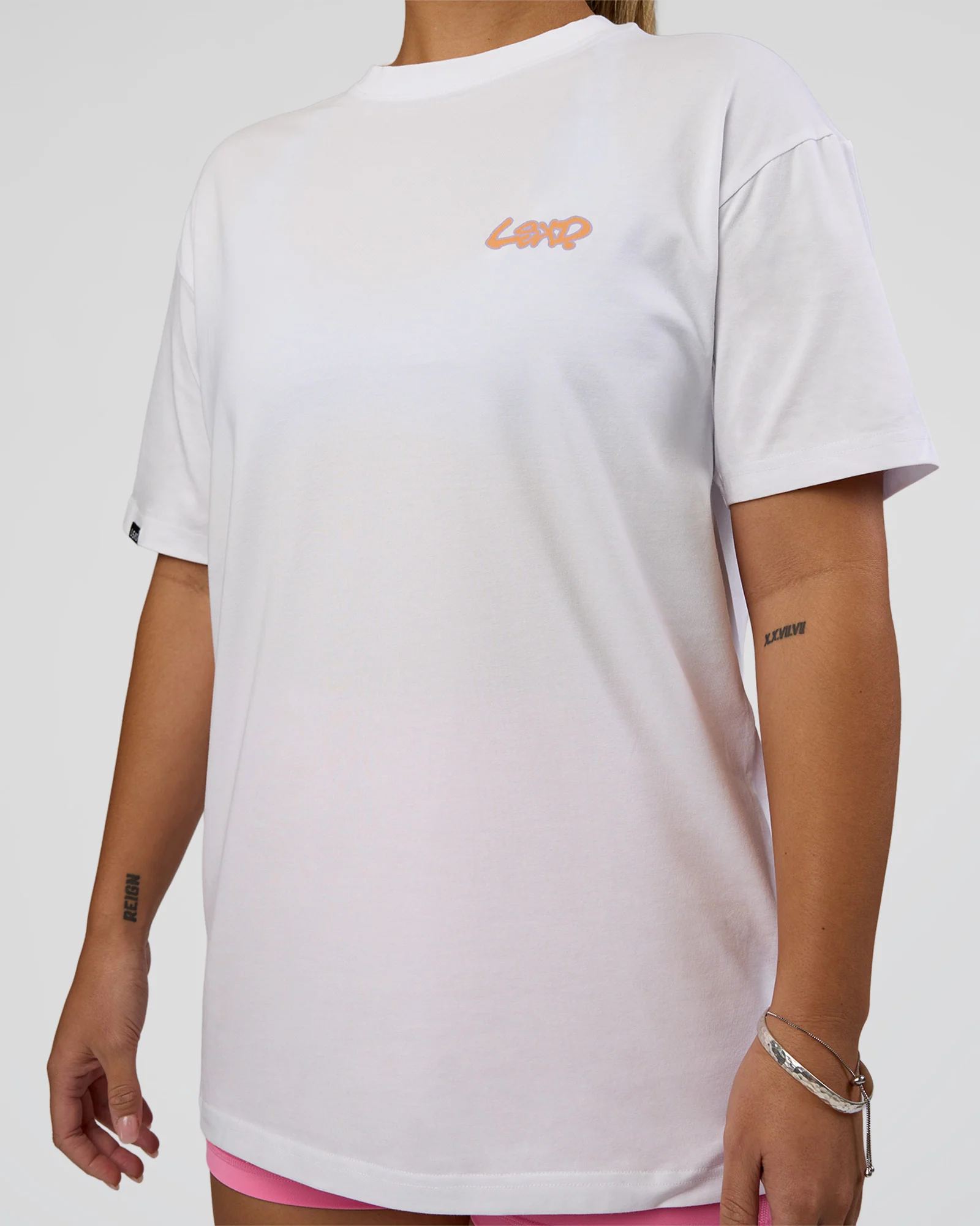 Break Through FLXCotton Oversized Tee - White-Pale Lilac