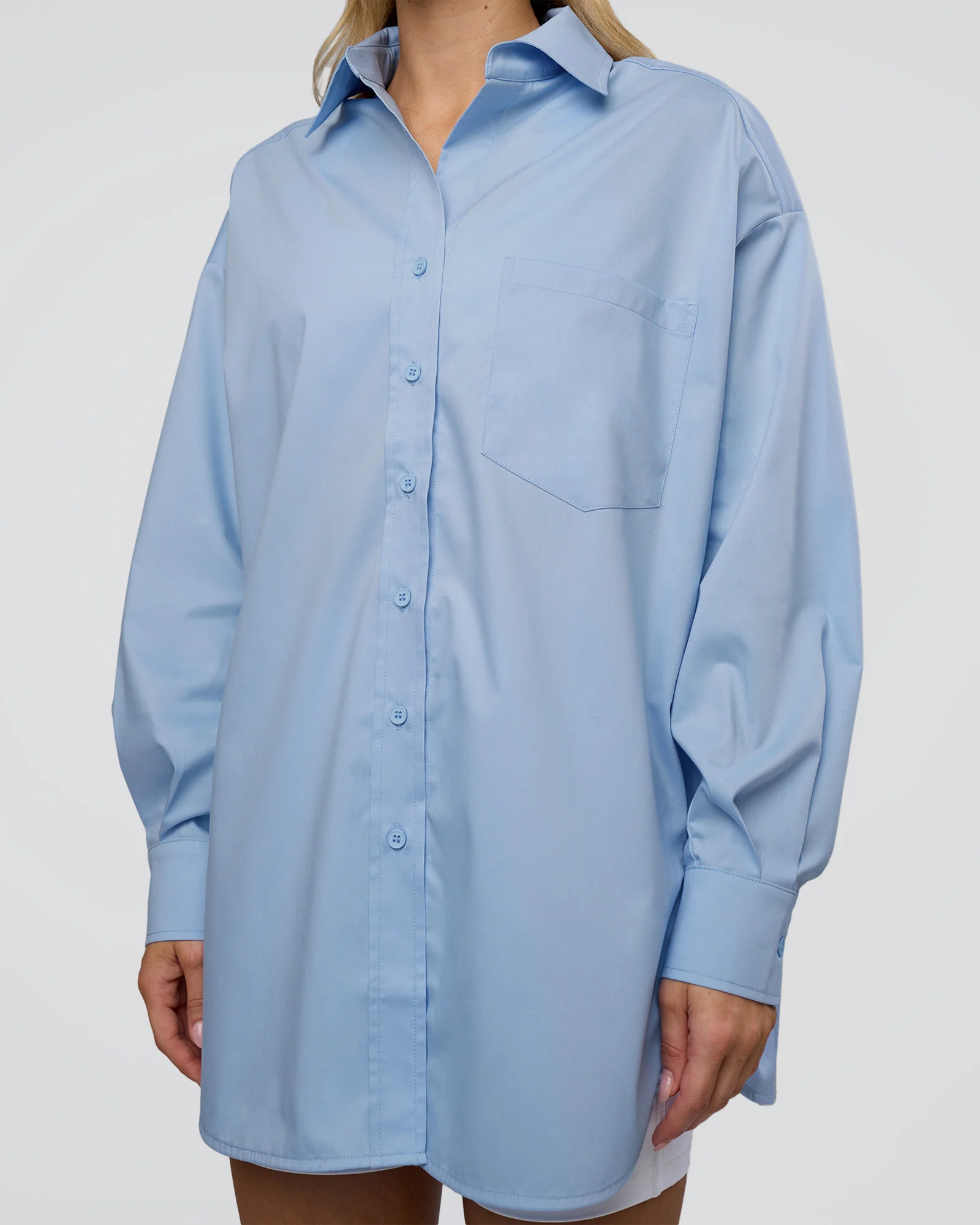 Go-To Oversized Shirt - Poplin Blue