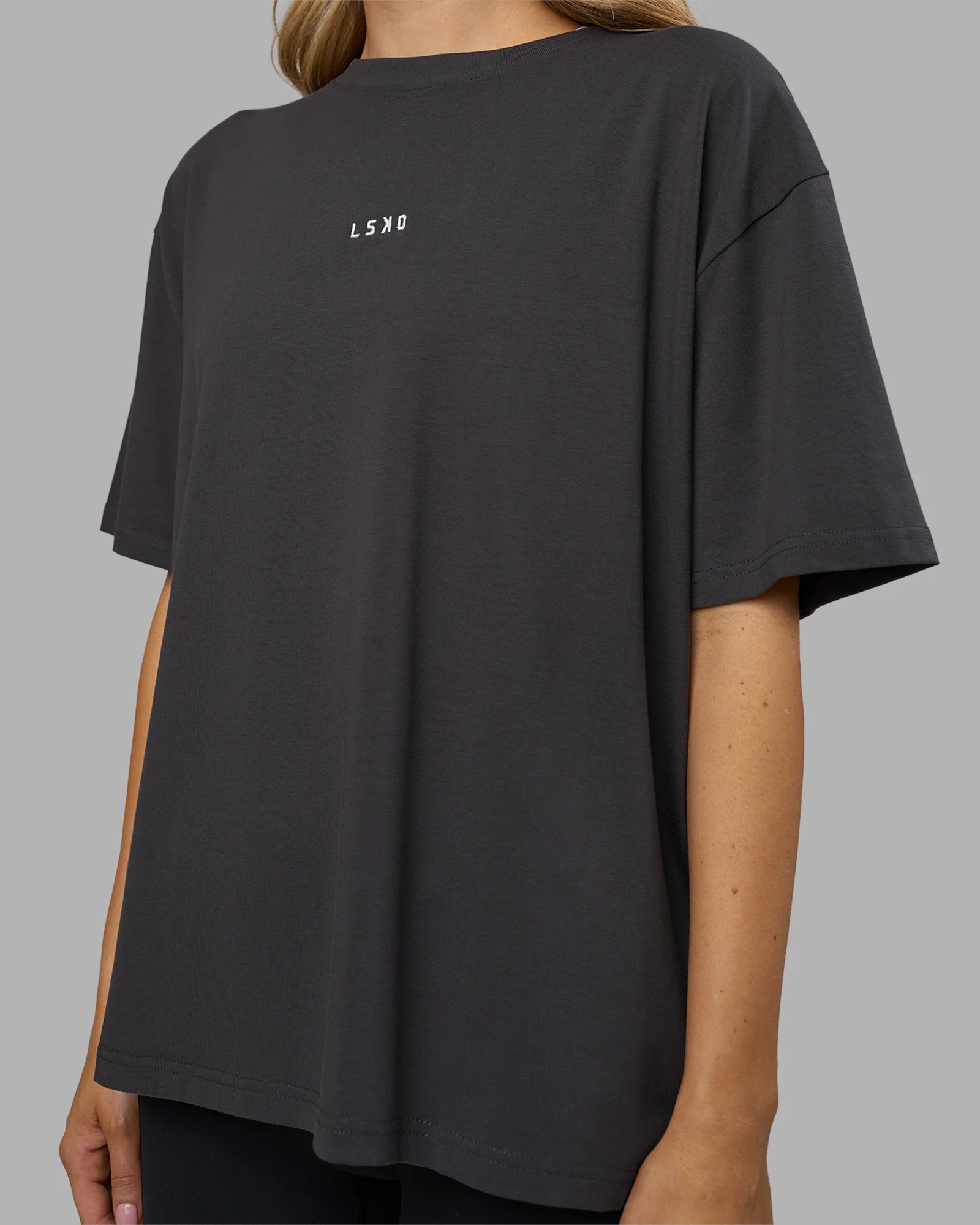 Go-To FLXCotton Oversized Tee - Dark Storm-White