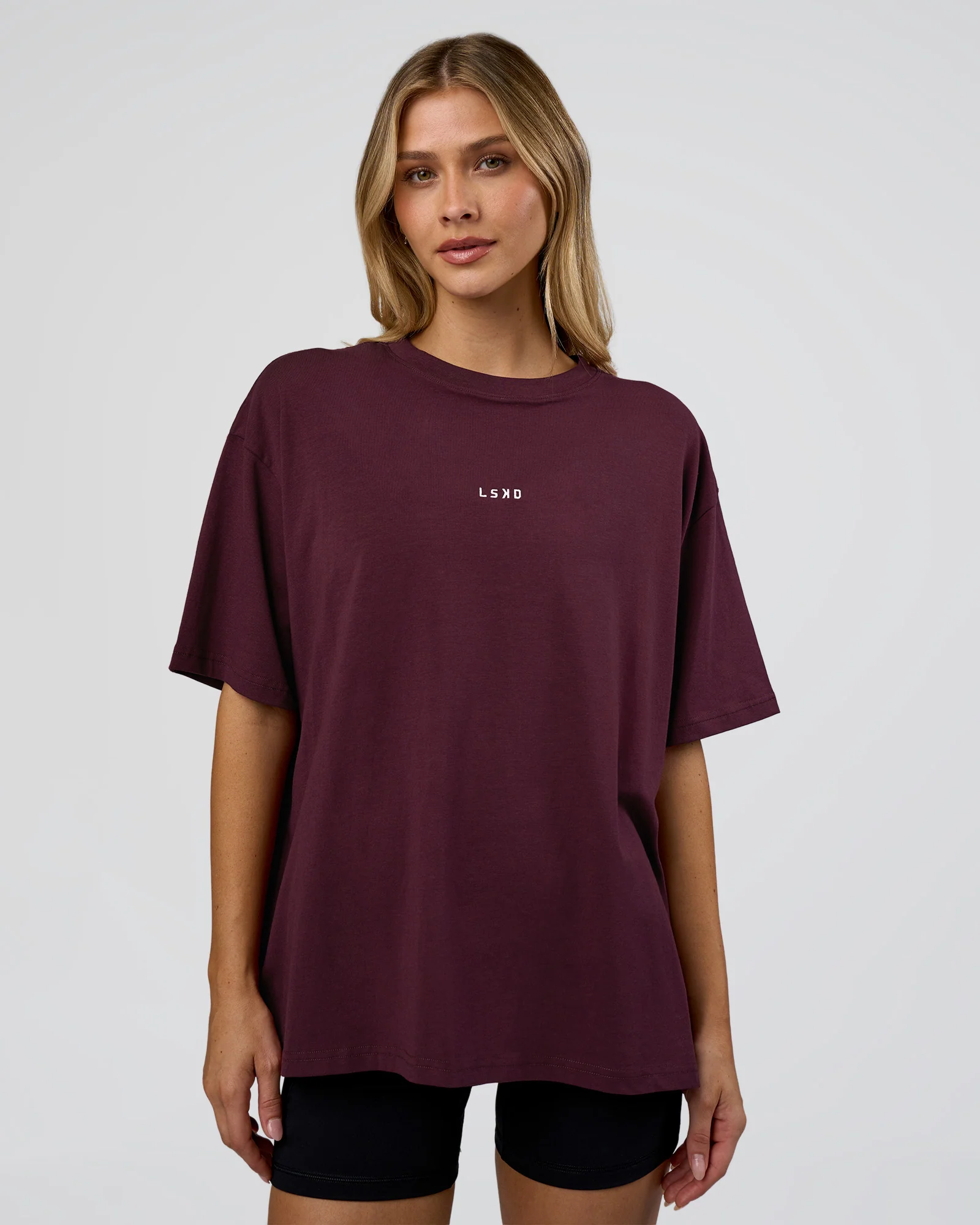 Go-To FLXCotton Oversized Tee - Cherry Lacquer-White