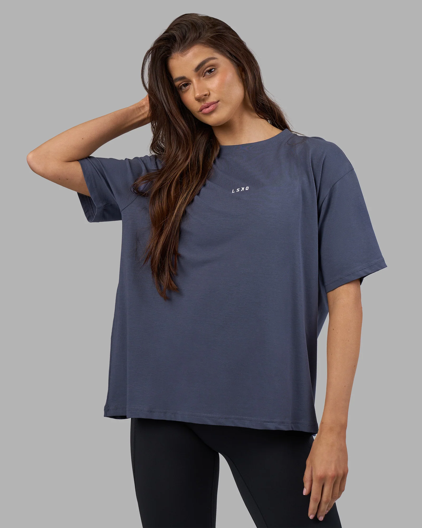 Go-To FLXCotton Oversized Tee - Night Shadow-White