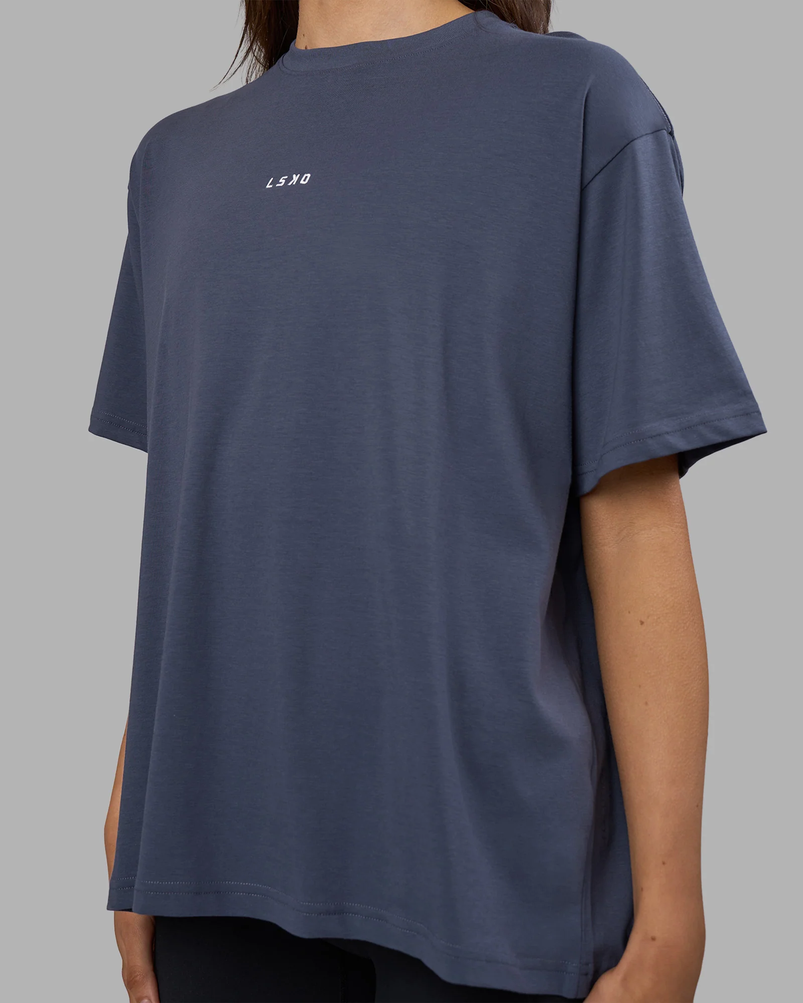 Go-To FLXCotton Oversized Tee - Night Shadow-White