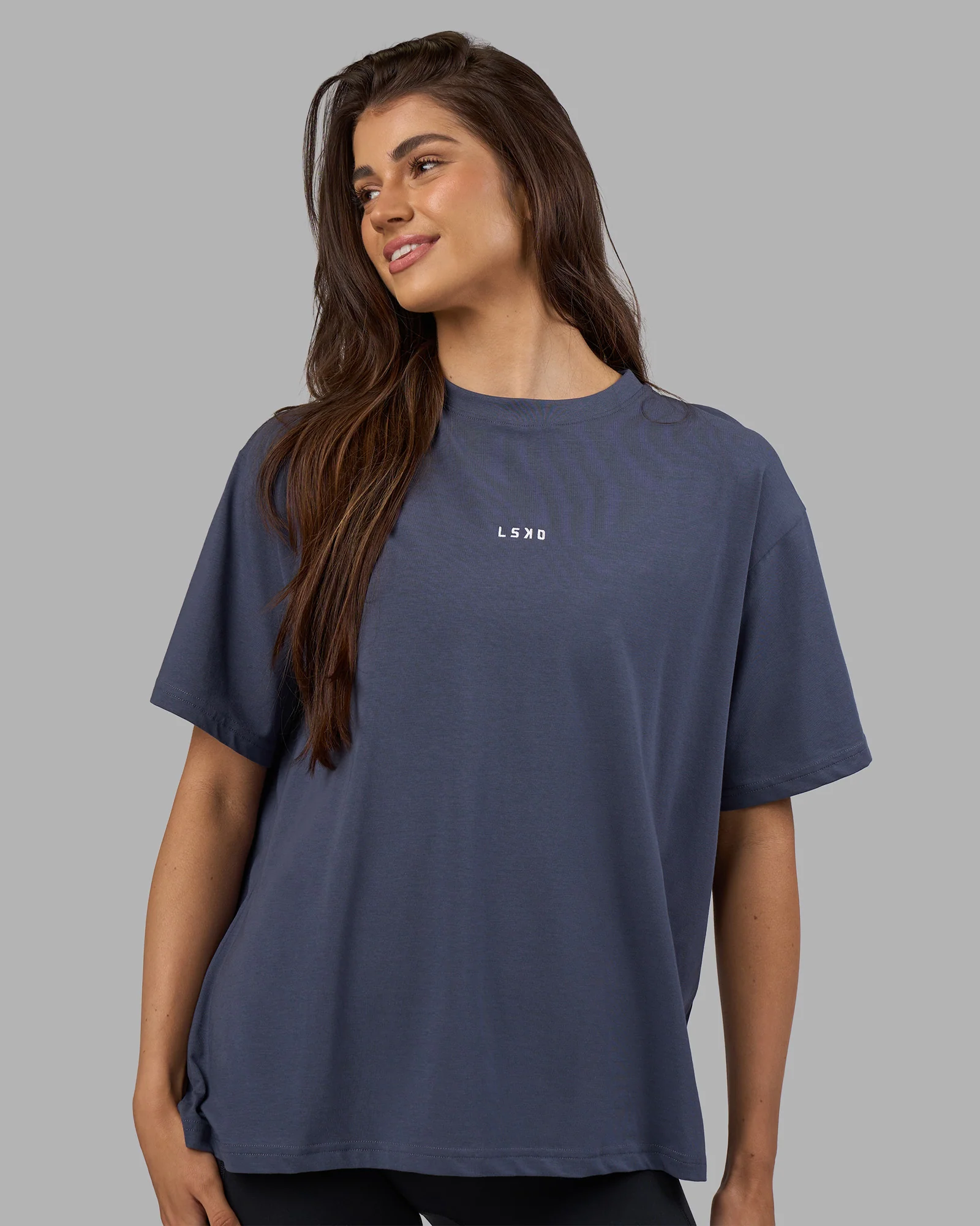 Go-To FLXCotton Oversized Tee - Night Shadow-White