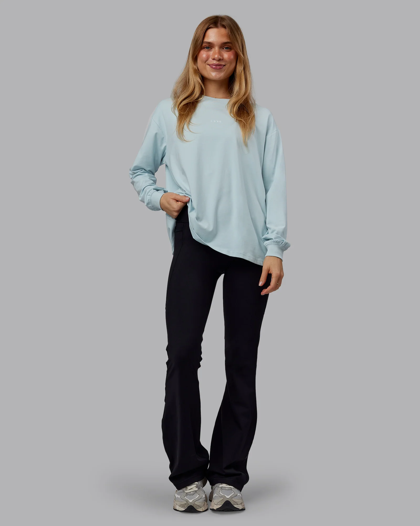 Go-To Long Sleeve FLXCotton Oversized Tee - Skyride-White