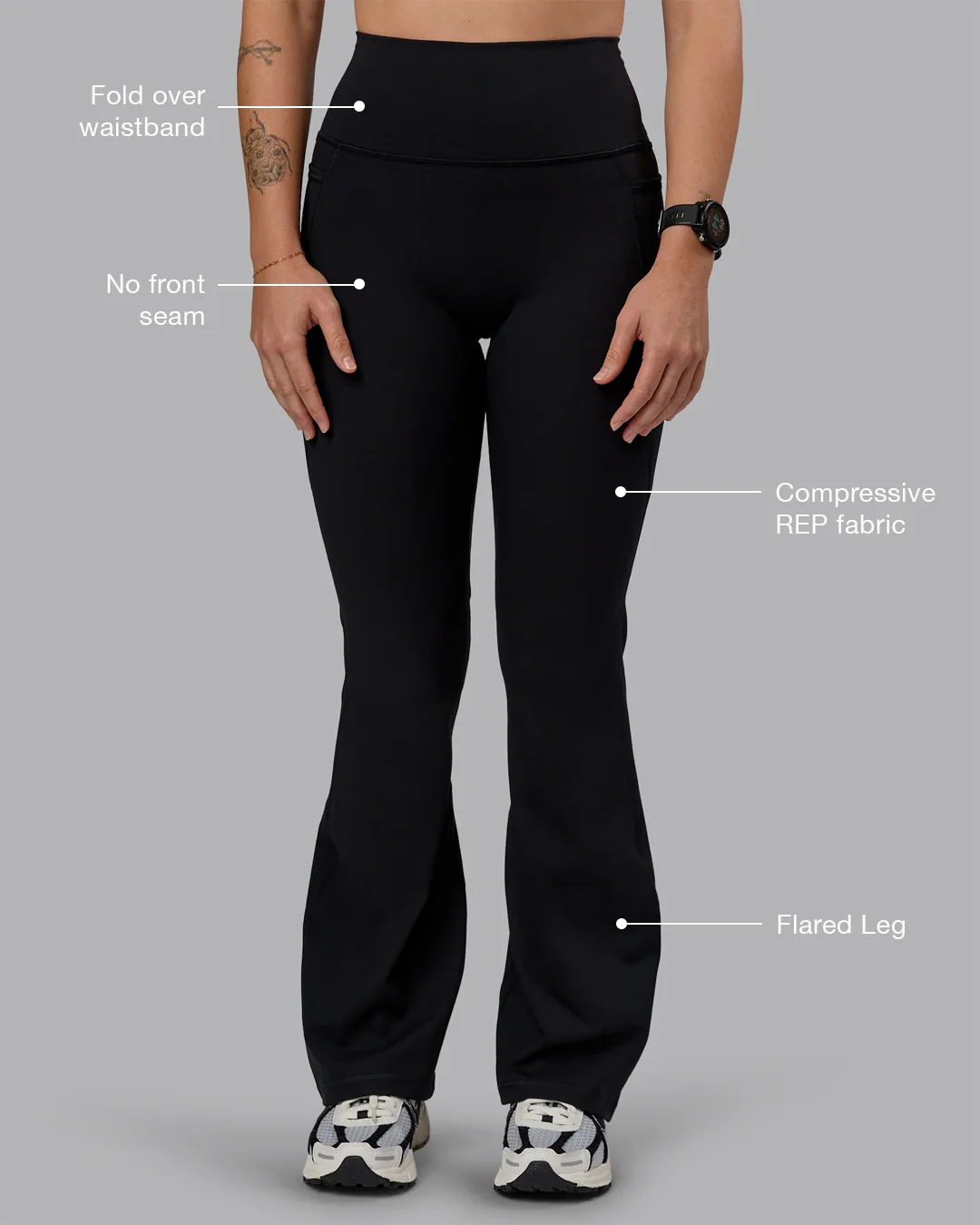 Fusion Ultra High-Rise Flared Petite Legging Pockets - Black