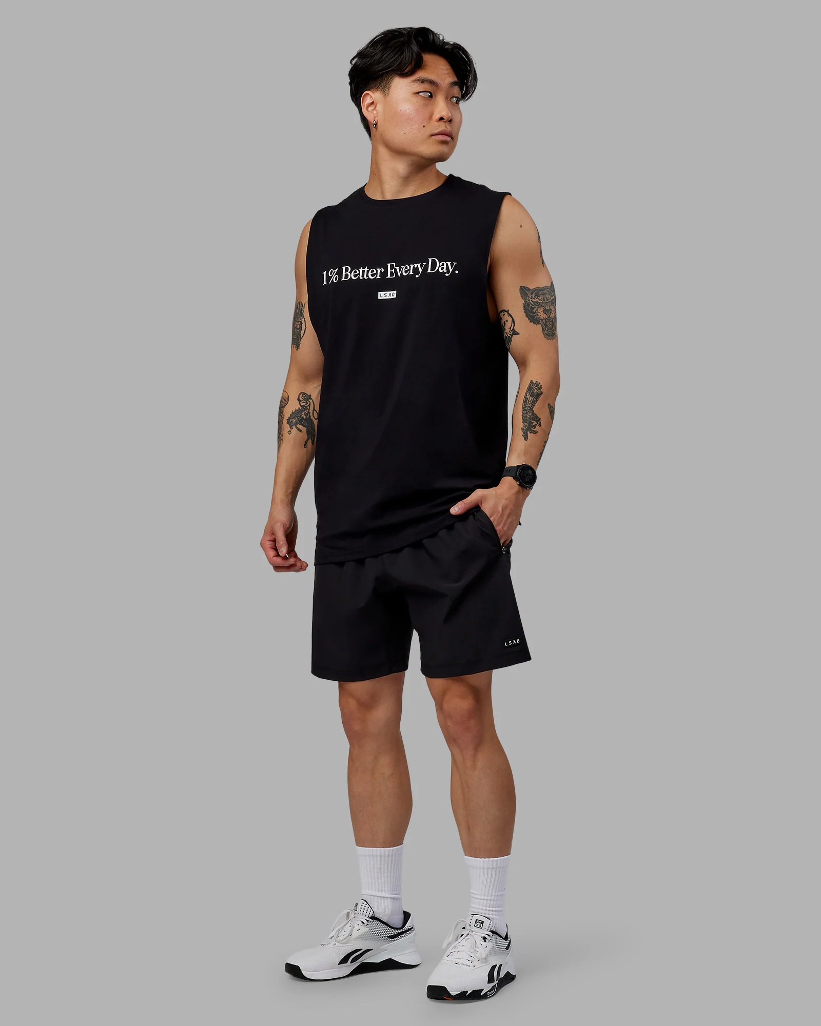 1% Better FLXCotton Training Fit Tank - Black-White