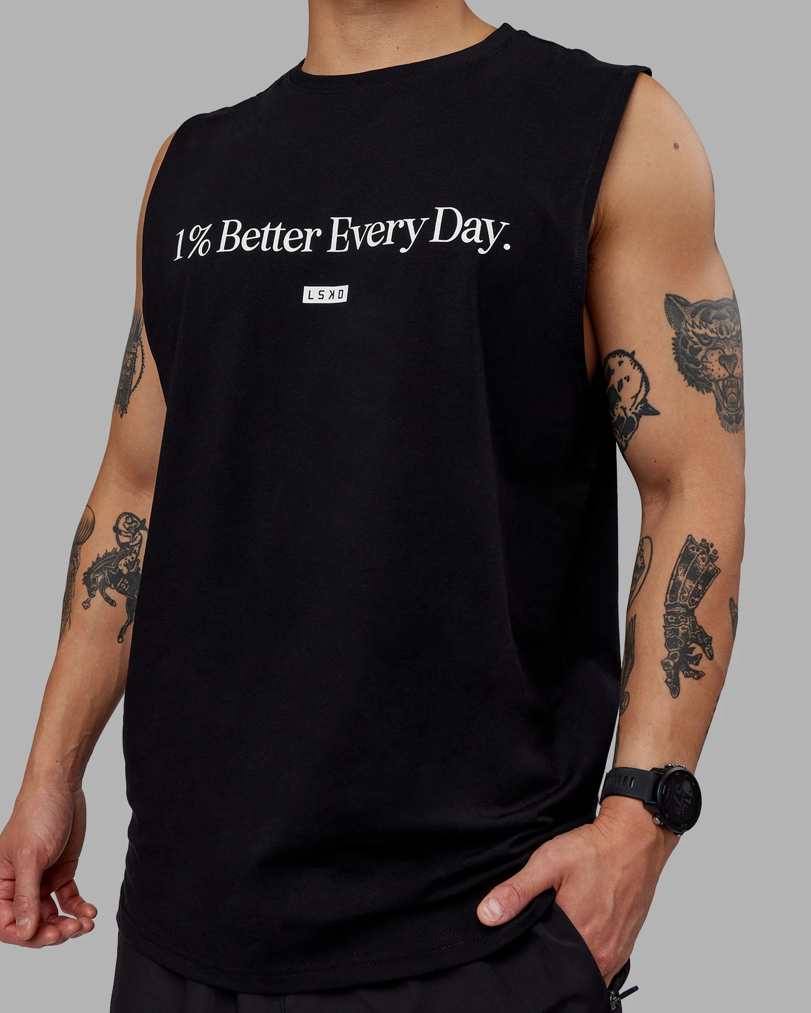 1% Better FLXCotton Training Fit Tank - Black-White