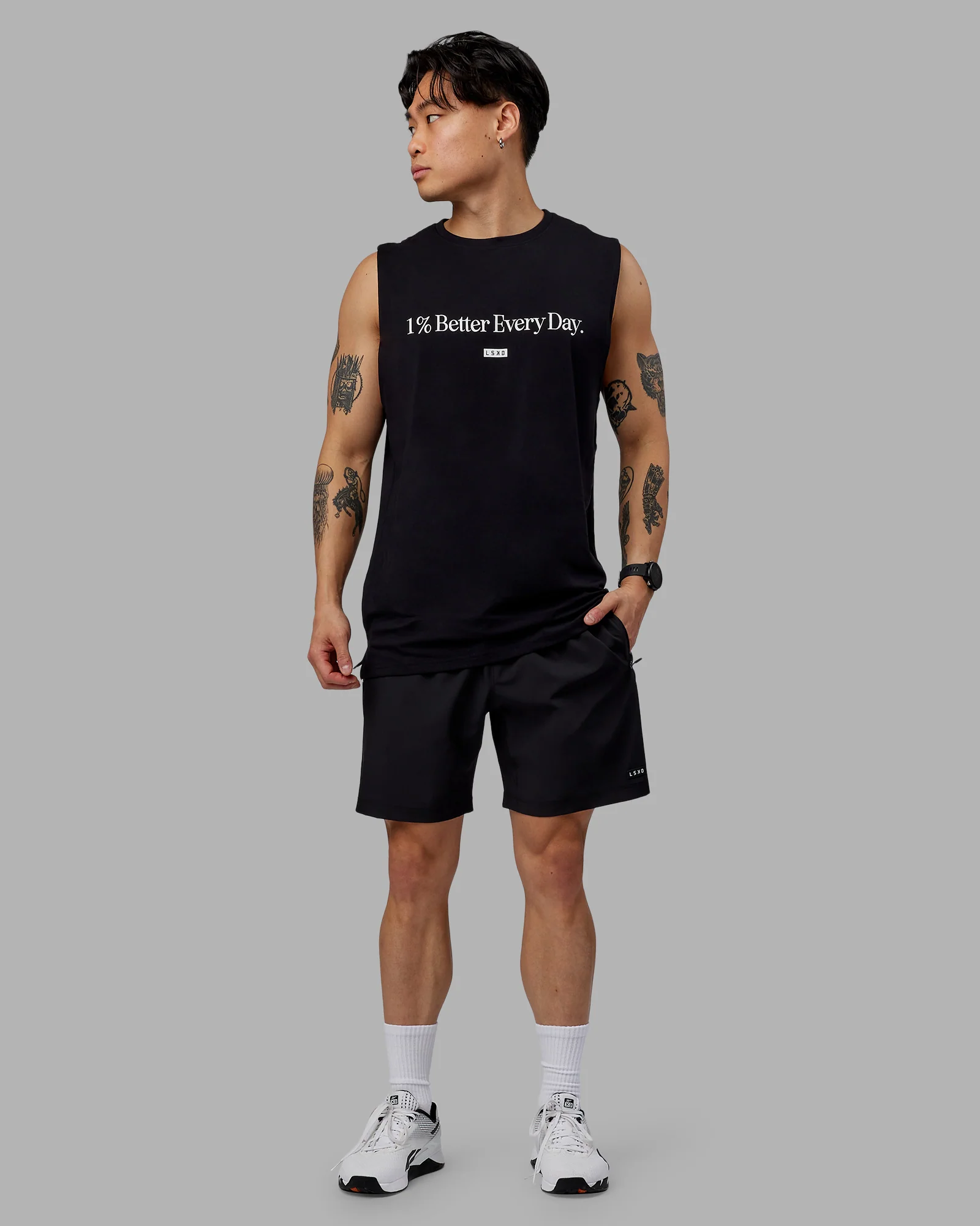 1% Better FLXCotton Training Fit Tank - Black-White