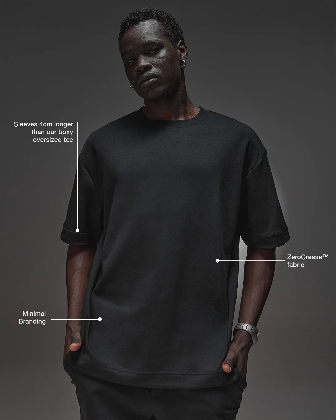 AfterDark ZeroCrease Oversized Tee - Black