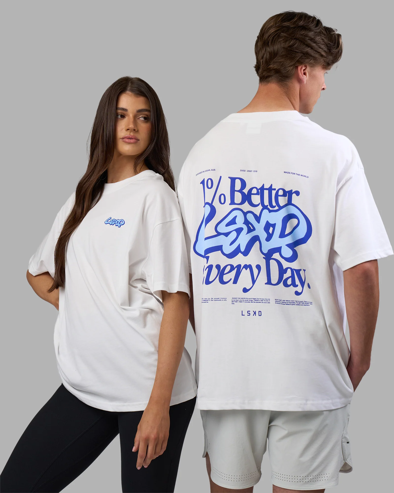 Break Through Heavyweight Oversized Tee - White-Power Cobalt