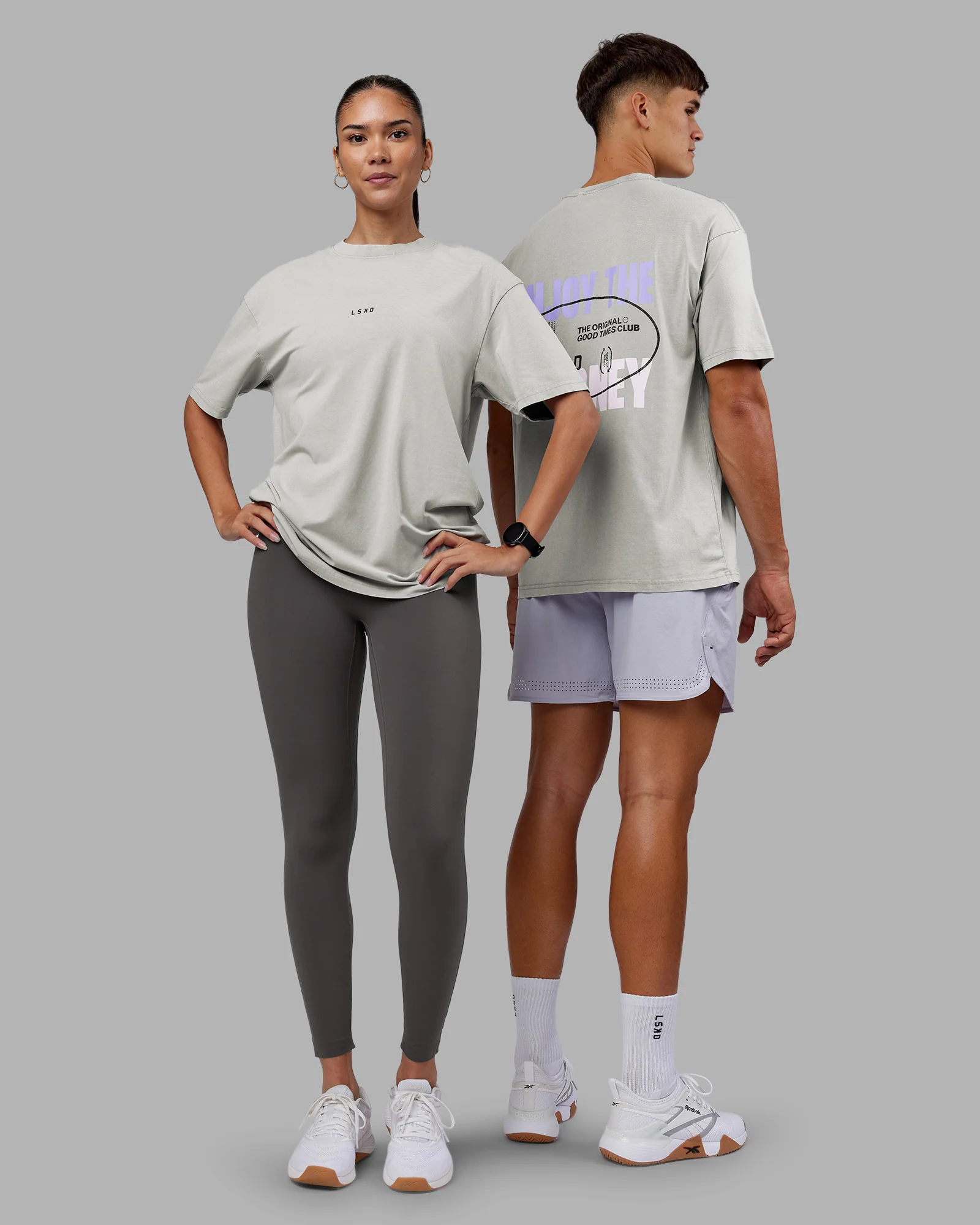 Be Yourself FLXCotton Tee Oversize - Circular Grey Washed-Violet