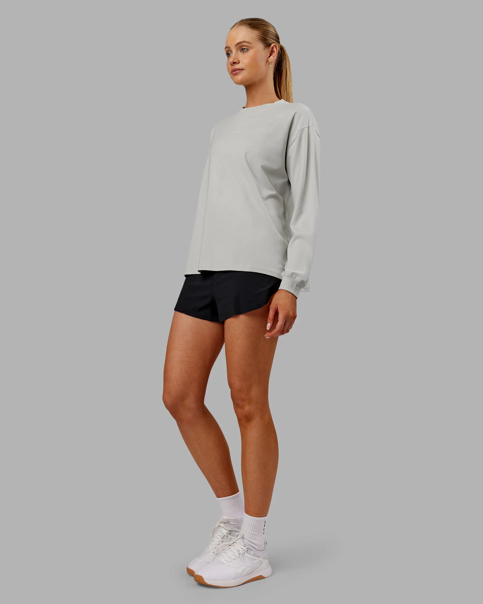 Go-To Long Sleeve FLXCotton Oversized Tee - Digital Mist-White 3 Go-To Long Sleeve FLXCotton Oversized Tee - Digital Mist-White