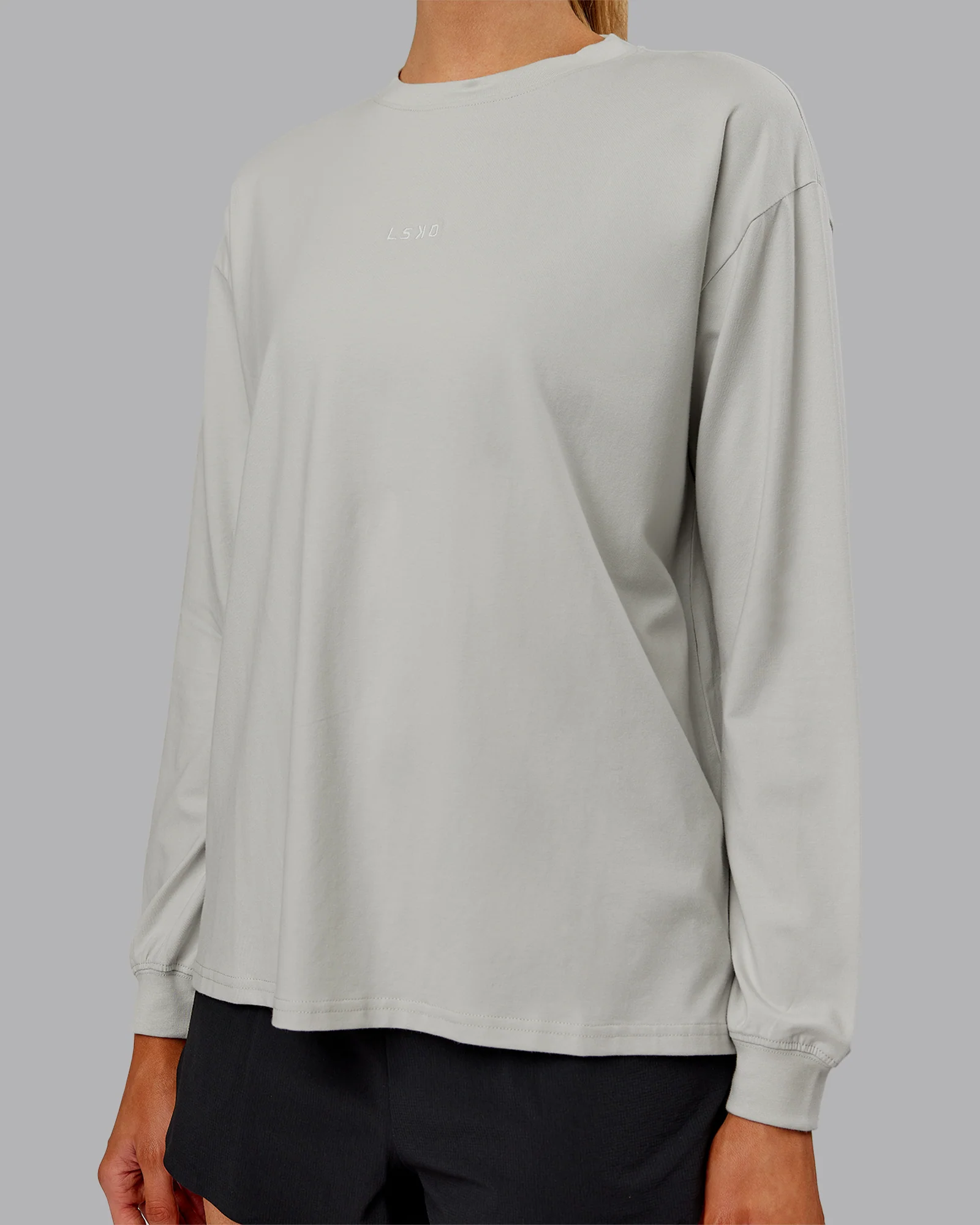 Go-To Long Sleeve FLXCotton Oversized Tee - Digital Mist-White 5 Go-To Long Sleeve FLXCotton Oversized Tee - Digital Mist-White