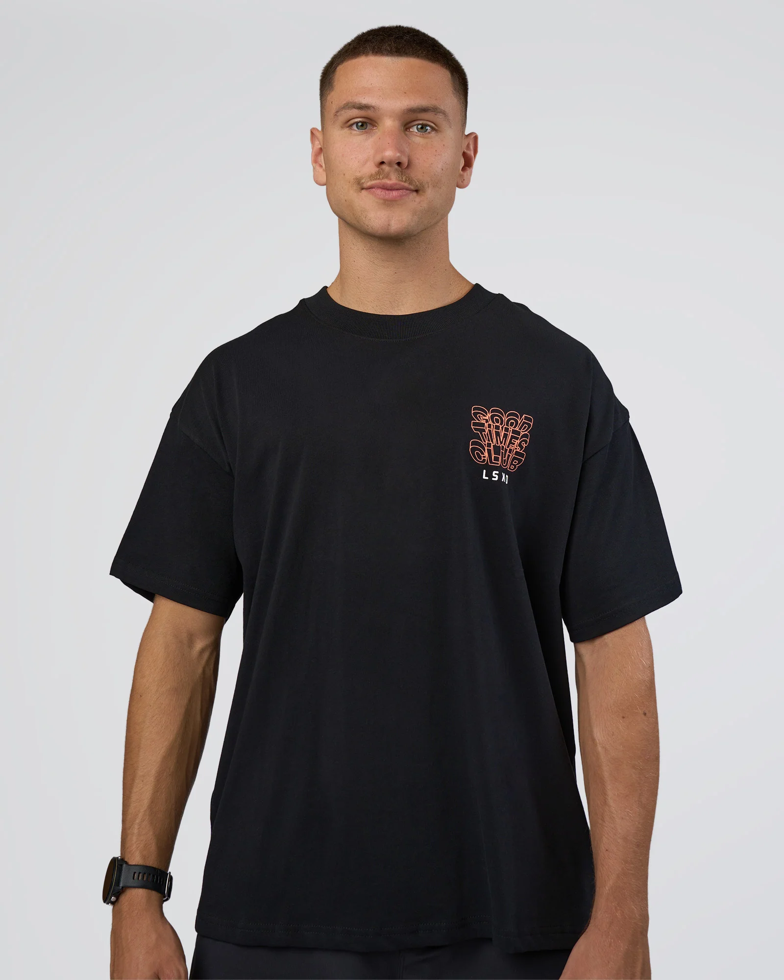 GTC Heavyweight Oversized Tee - Black-Cantaloupe