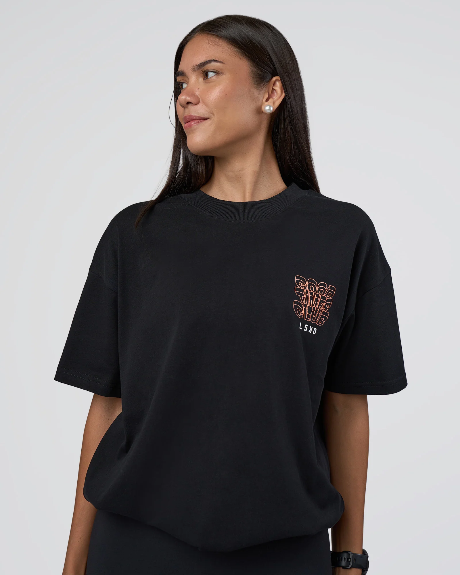 GTC Heavyweight Oversized Tee - Black-Cantaloupe