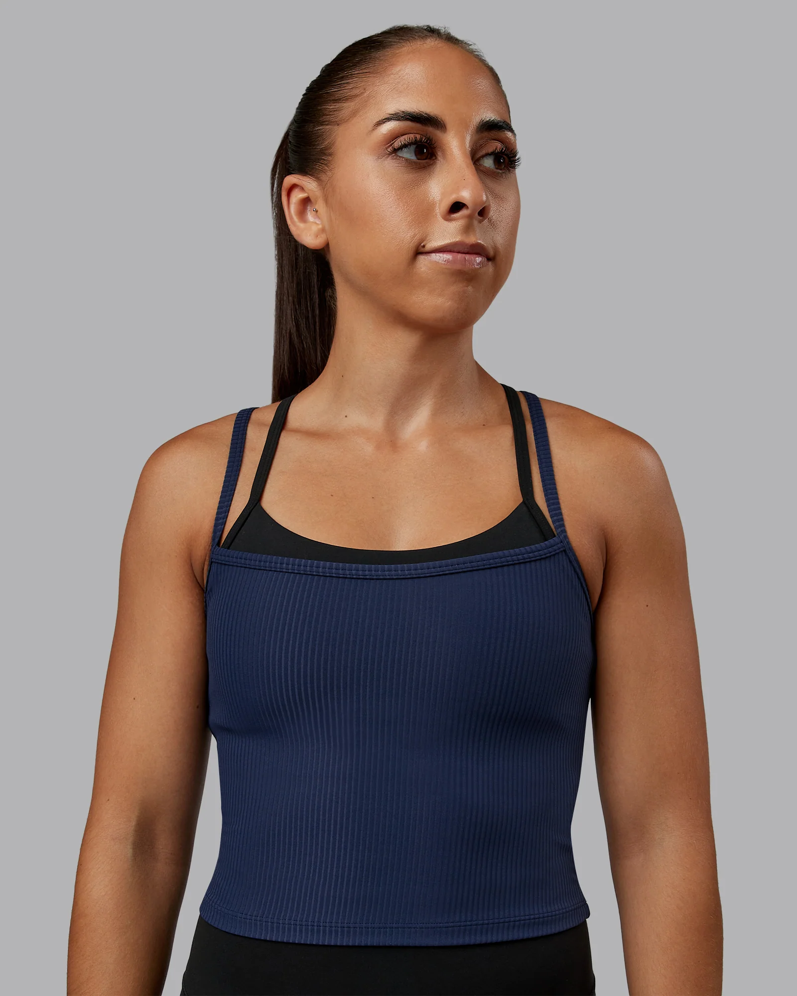 Flame Ribbed Tank - Future Navy