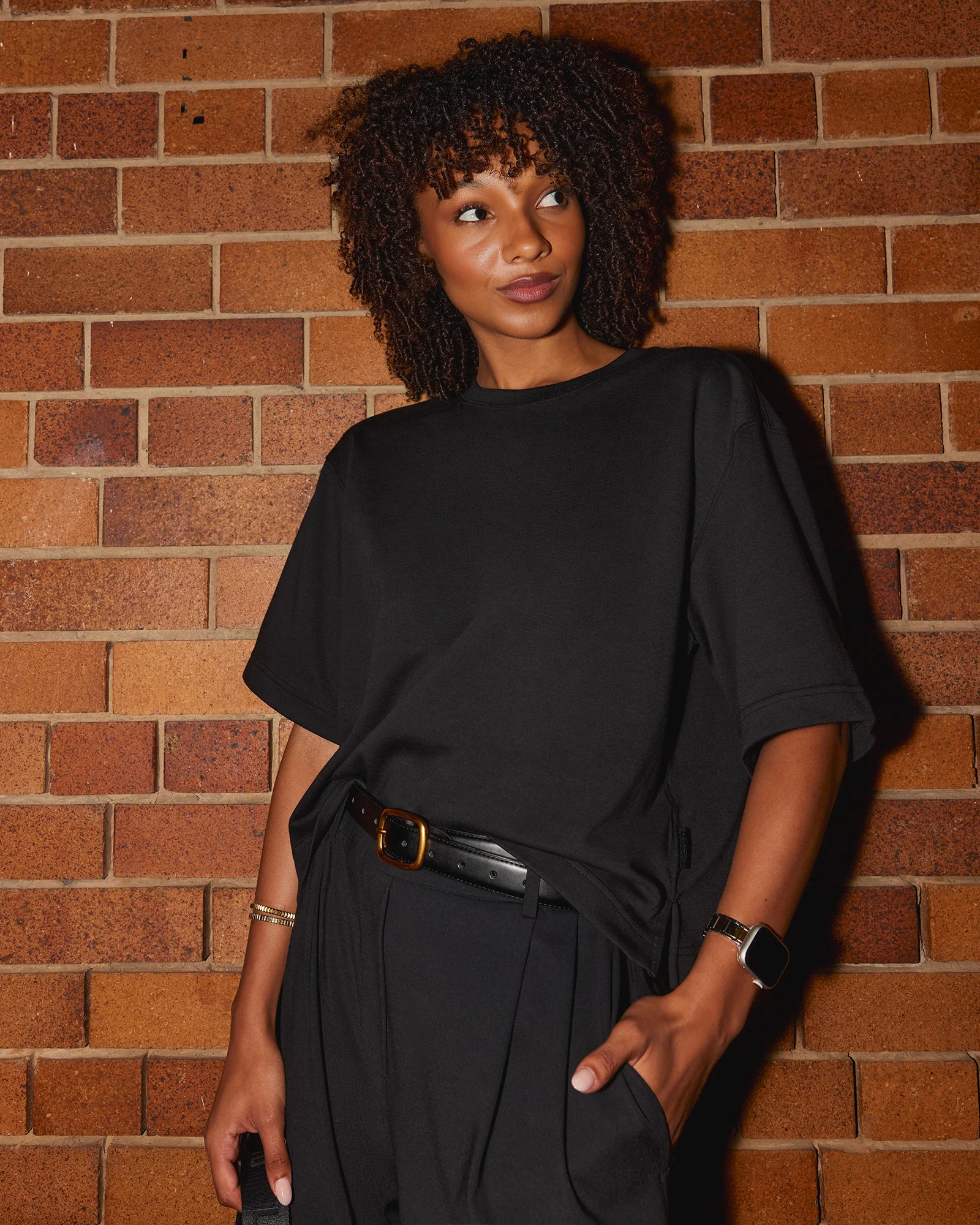 AfterDark ZeroCrease Cropped Tee - Black