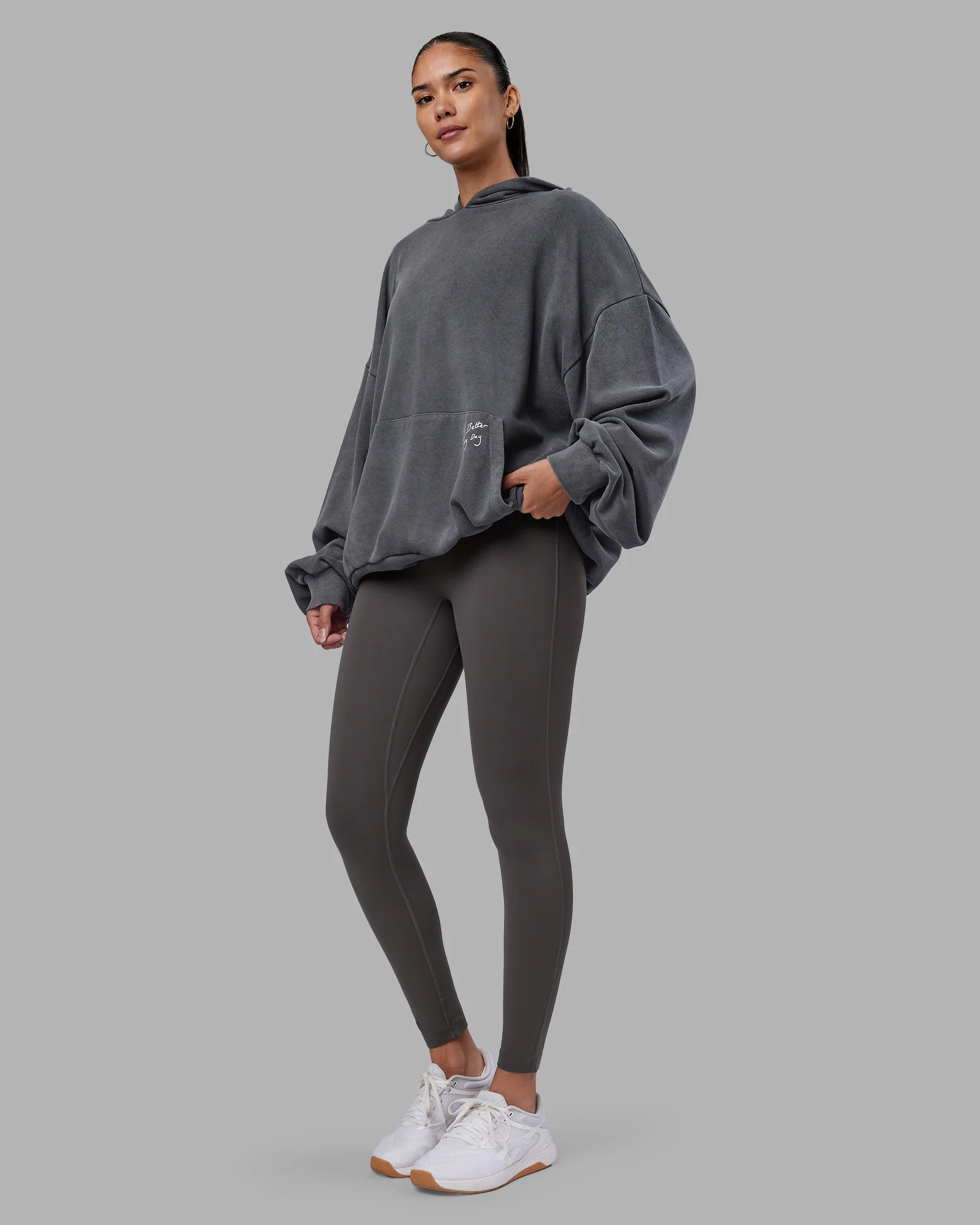 ETJ Values Washed Oversize Hoodie - Dark Storm-Light Bubblegum